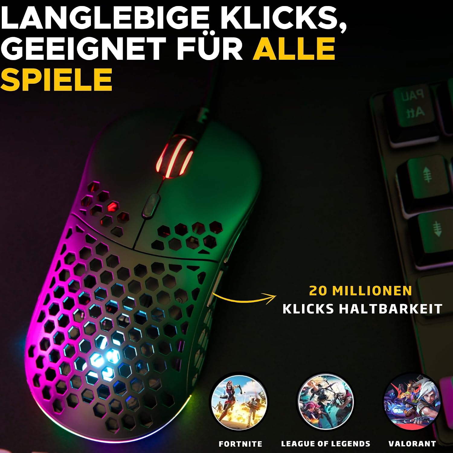 Detalle 2 de THE G-LAB Kult Oxygen – Hochleistungs-Gaming-Maus mit Kabel, 12.800 DPI, 6 programmierbare Tasten, 60 g