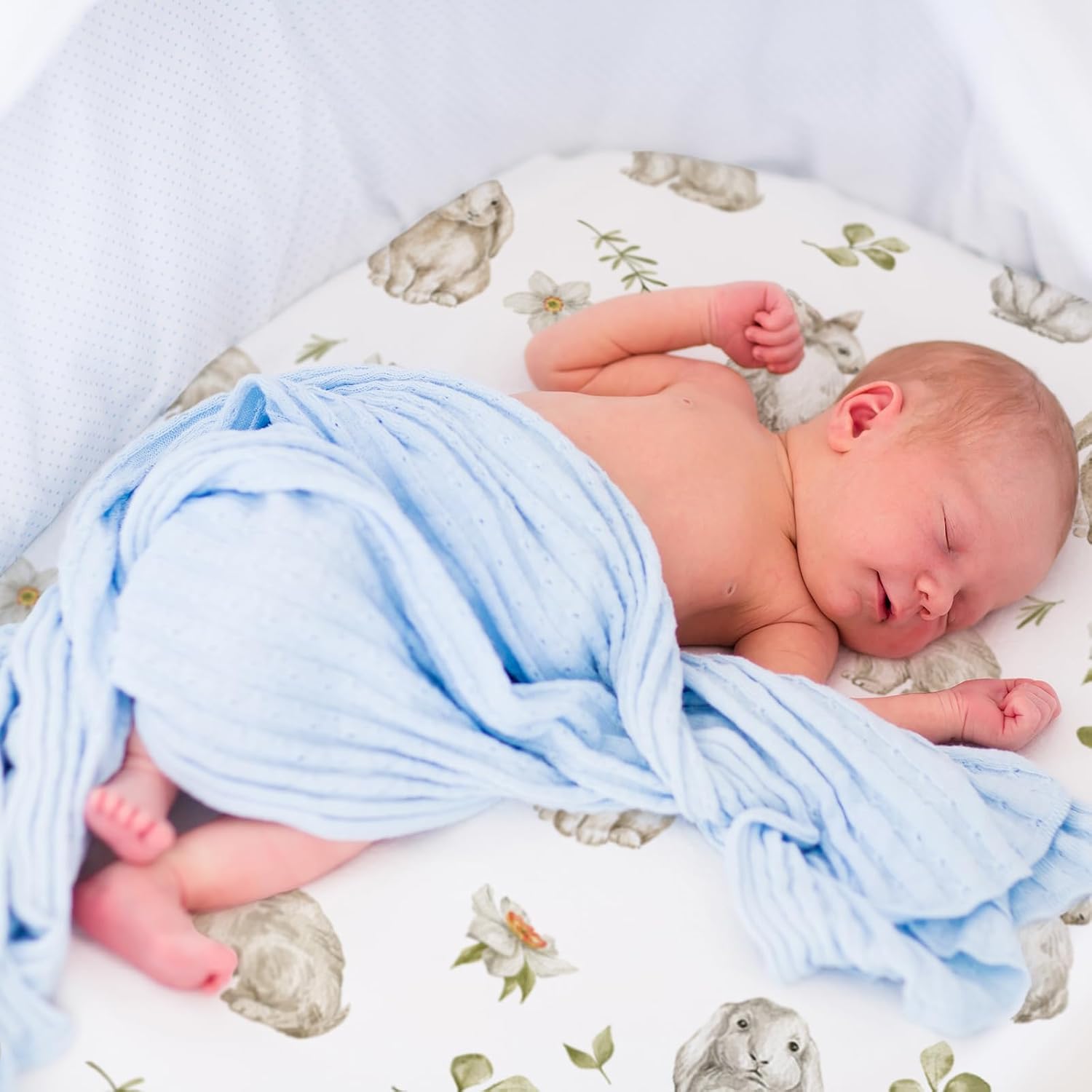 Thumbnail 4 de Moses Basket Sheets 82 x 41cm – 4 Pack Fitted Bassinet, Oeko-tex100, Rabbit Style