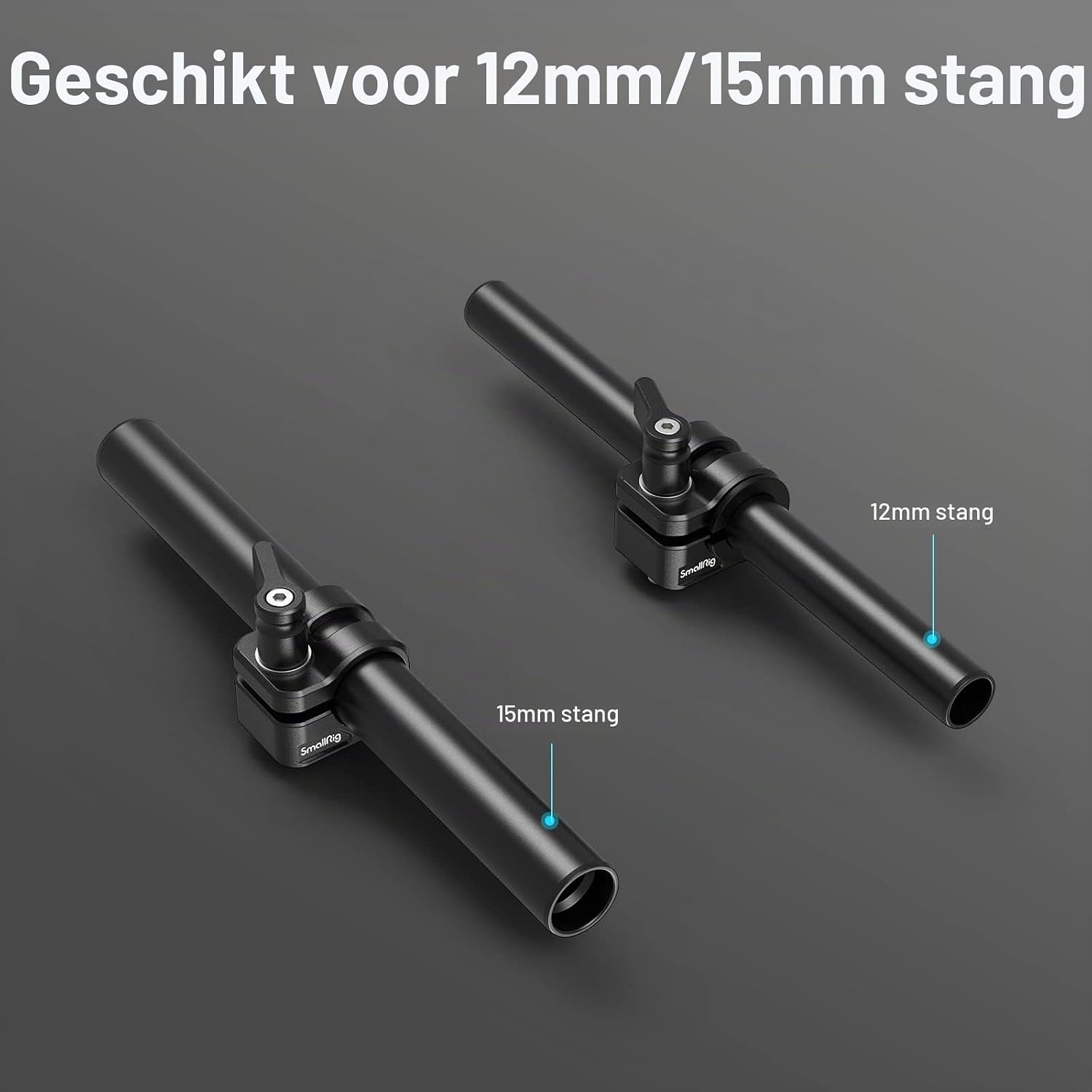 Detalle 2 de SMALLRIG 3598 staafklem voor camerakooi, 12/15 mm met adapter