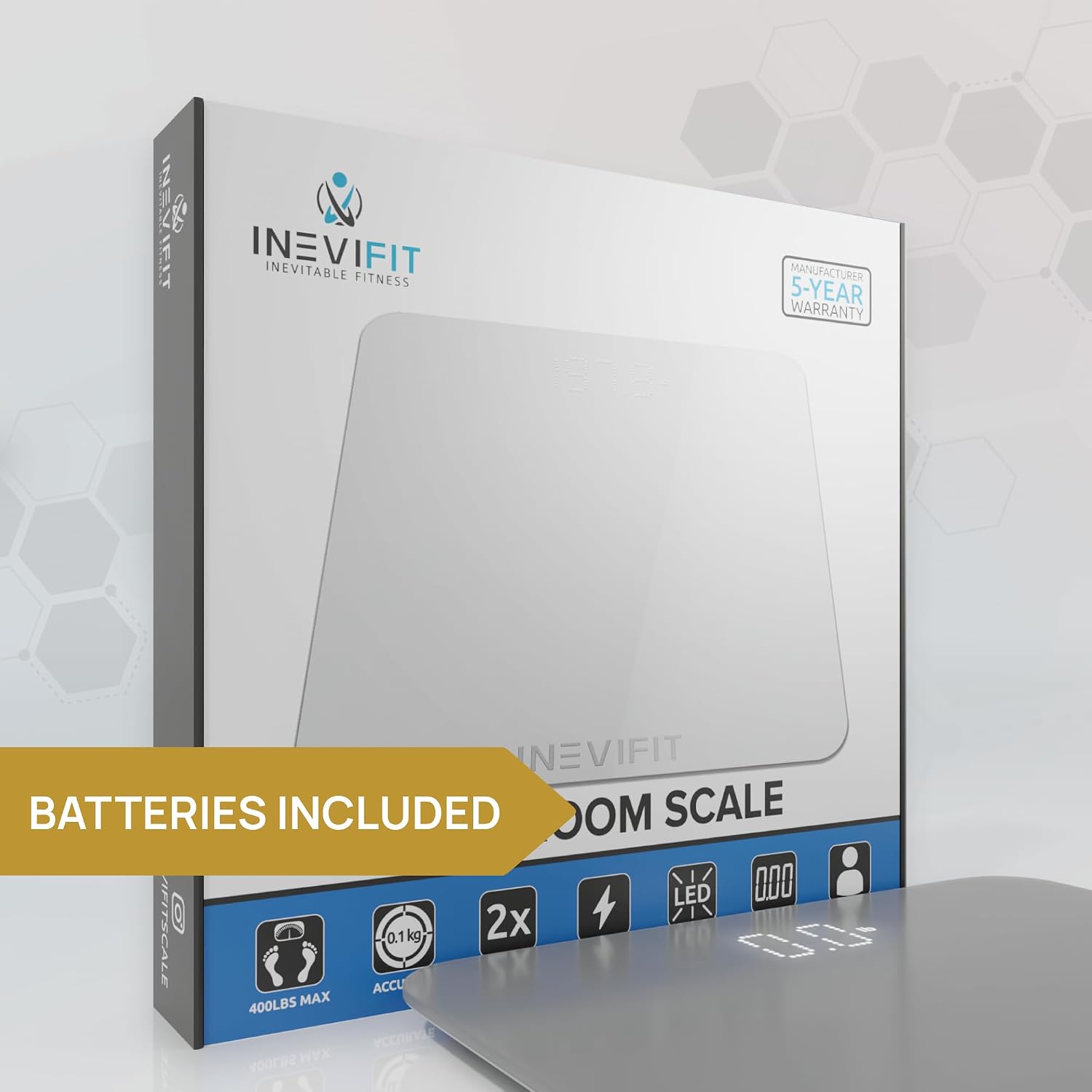Detalle de INEVIFIT Premium Bathroom Scale – Highly Accurate Digital Scale up to 400 lbs