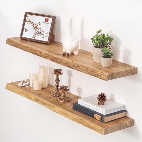 Fun Memories Schwebende Regale 91,4 cm - Rustikale Ulmenholz-Boards mit versteckter Halterung