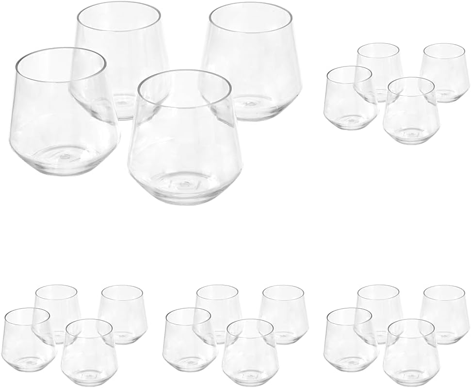 Detalle de Amazon Basics Tritan 14-oz Stemless Wine Glasses (Set of 4) – BPA-Free, Shatterproof, Dishwasher Safe