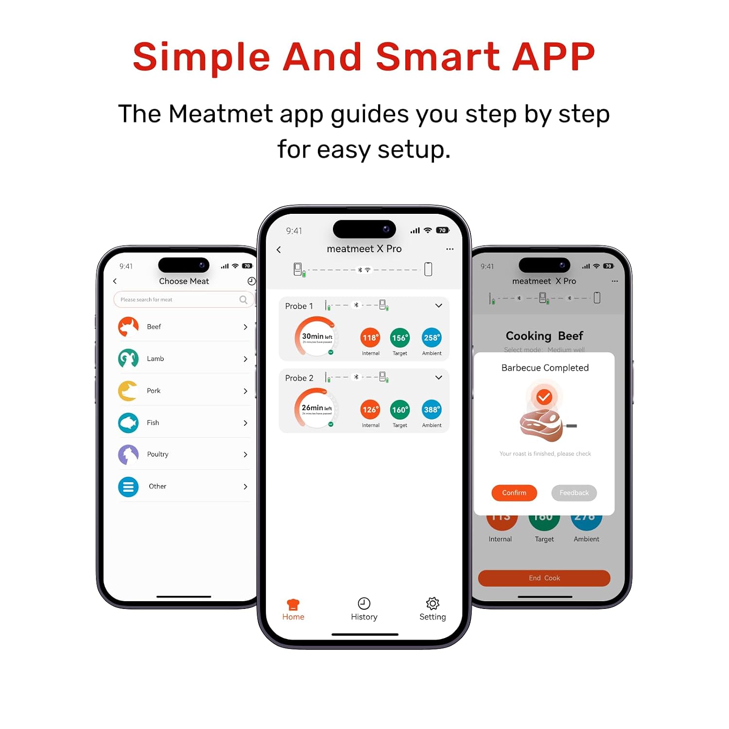 Thumbnail 4 de Meatmeet X Pro Wireless Meat Thermometer with Wi-Fi, Bluetooth & Dual Probes