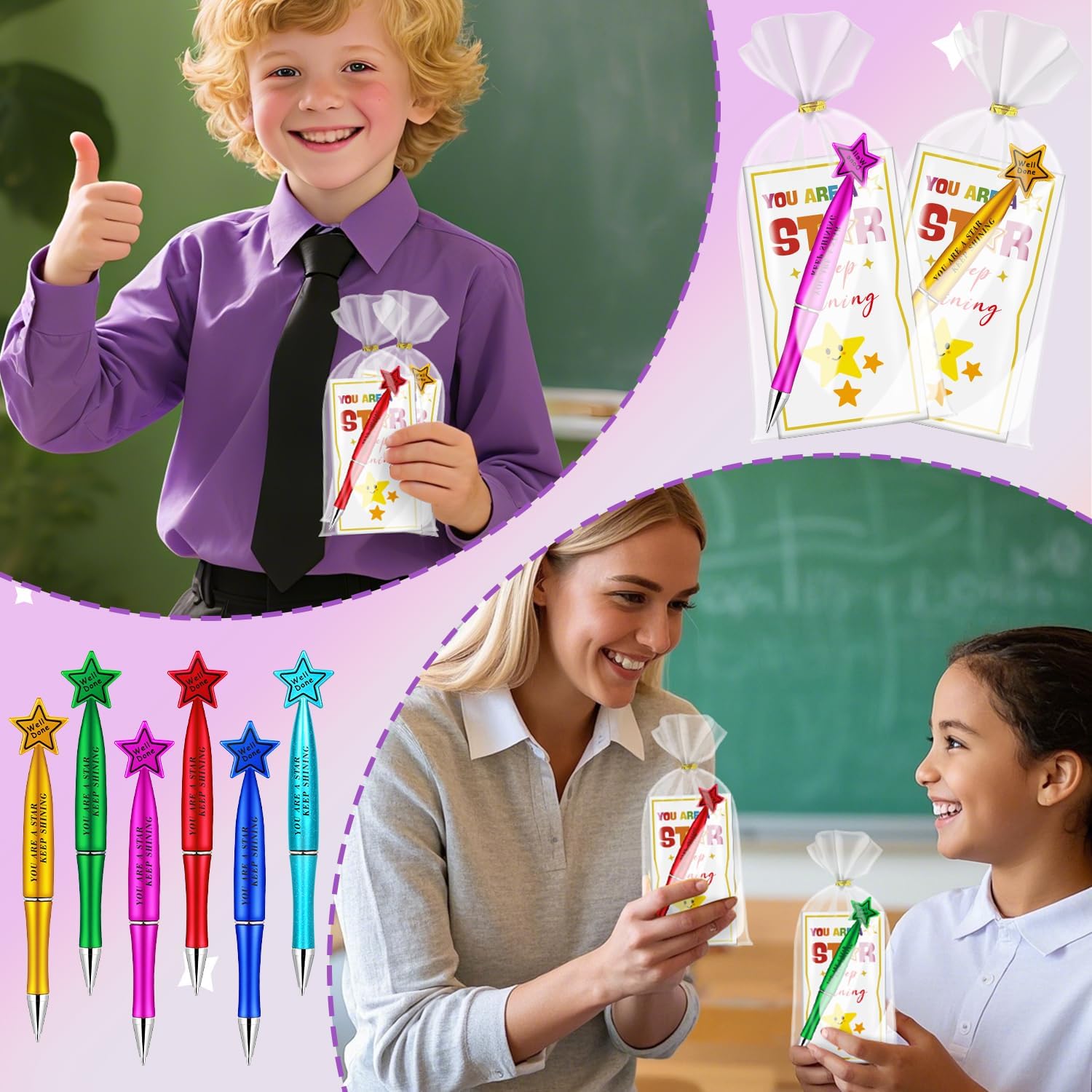 Detalle de iZoeL 30-Pack End of Term Gifts for Children – Motivational Pens, Cards and Gift Bags