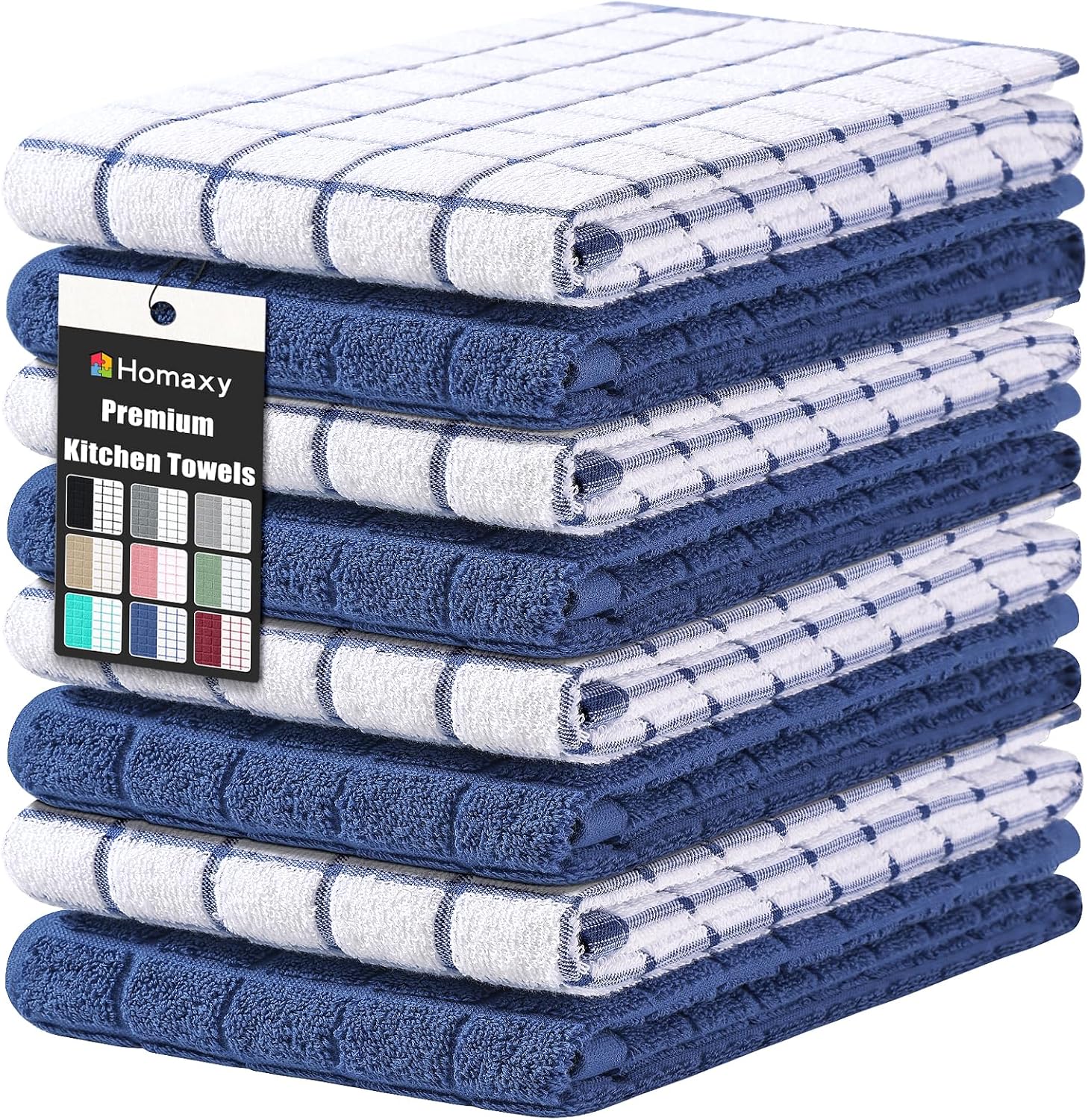 Detalle de Homaxy Premium Cotton Kitchen Towels 12-pack 16"x28" 🧻