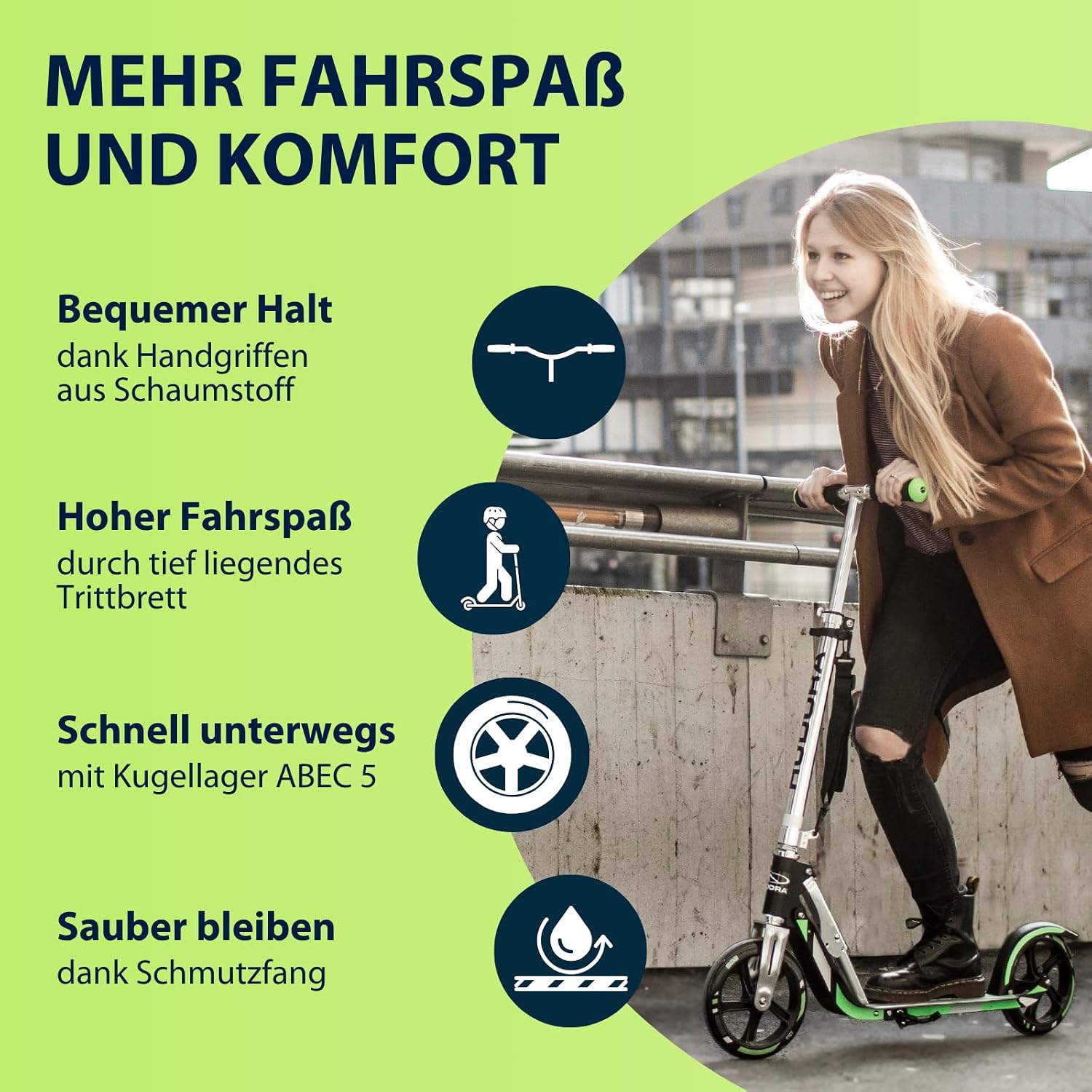 Thumbnail 3 de HUDORA BigWheel 205 Scooter – Stabiler Aluminium-Roller mit Höheneinstellung und Klappmechanismus