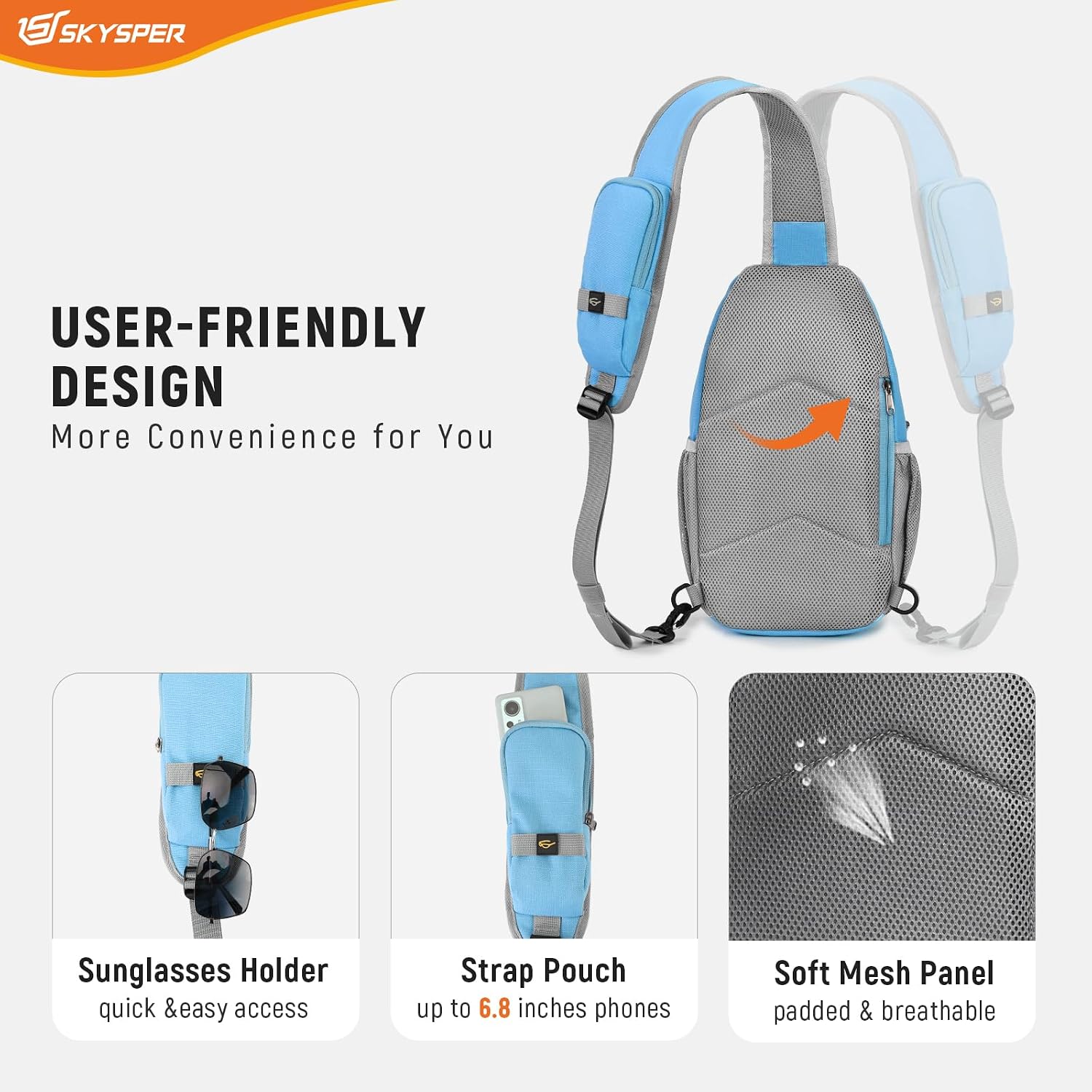 Thumbnail 3 de SKYSPER RFID Sling Bag Cross Body Recycled Travel Daypack