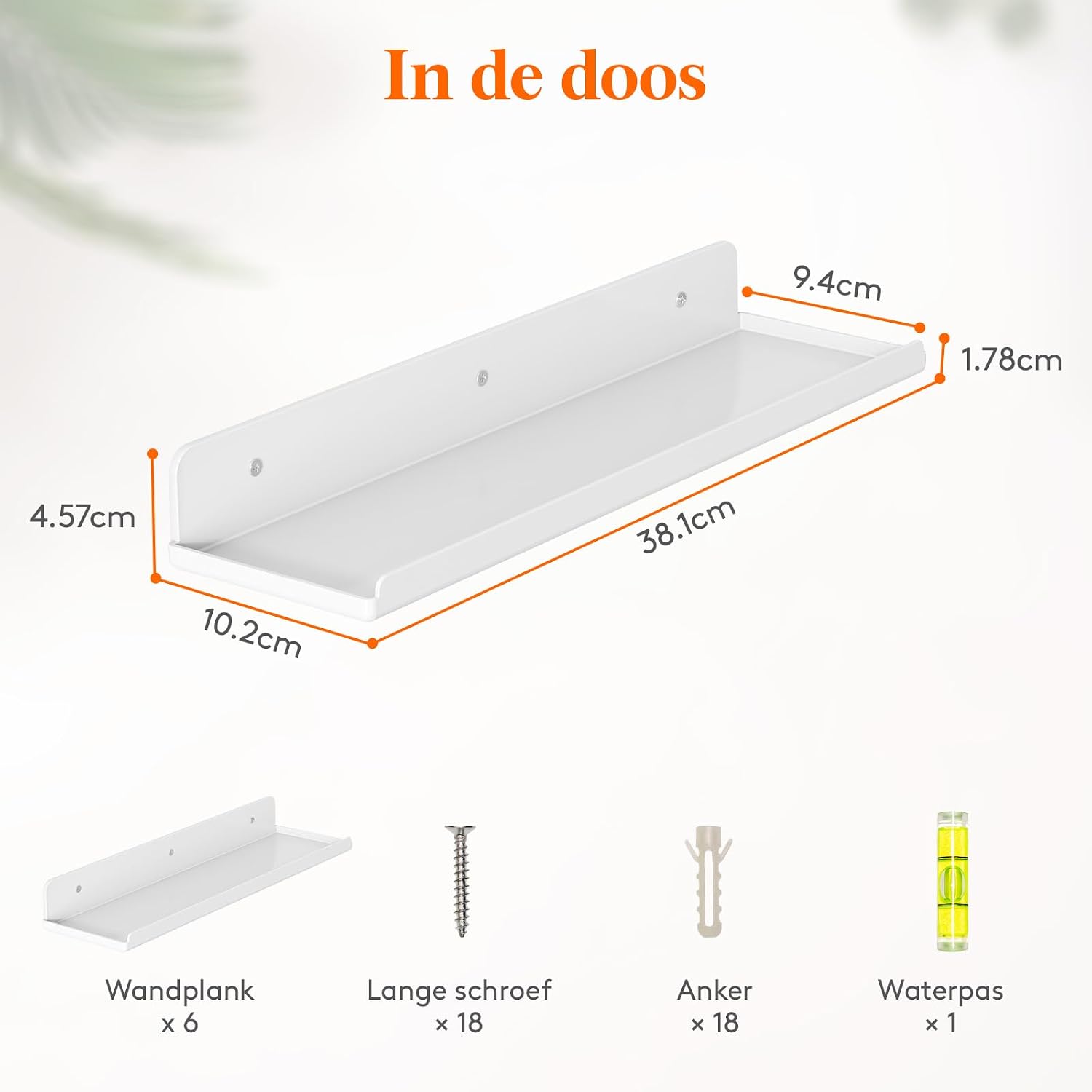 Detalle de Lifewit 23119 zwevende wandplanken, set van 6, wit acryl