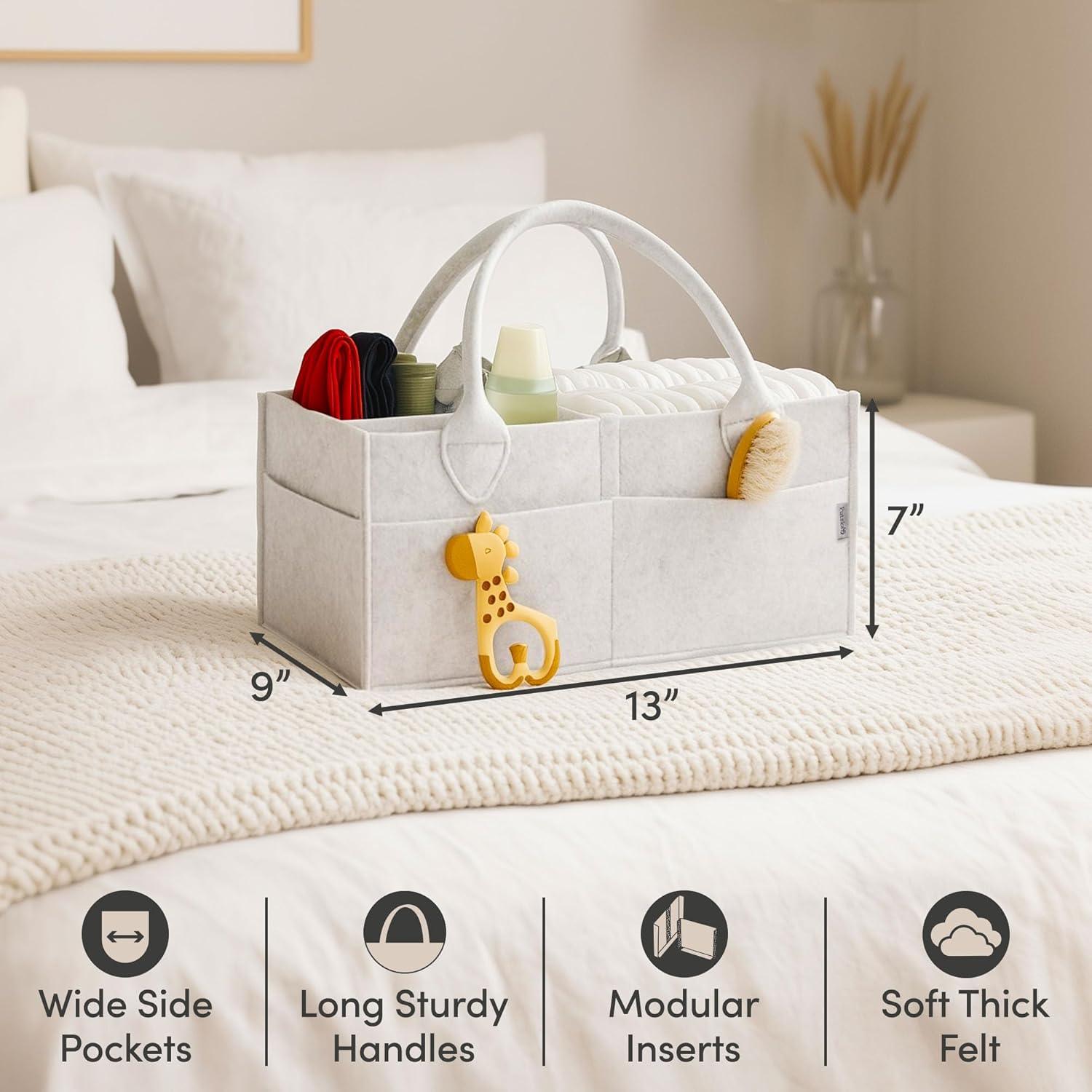 Thumbnail 3 de PUTSKA Windelkorb Organizer – flexibler Aufbewahrungskorb fürs Wickeltisch- und Babyzimmer