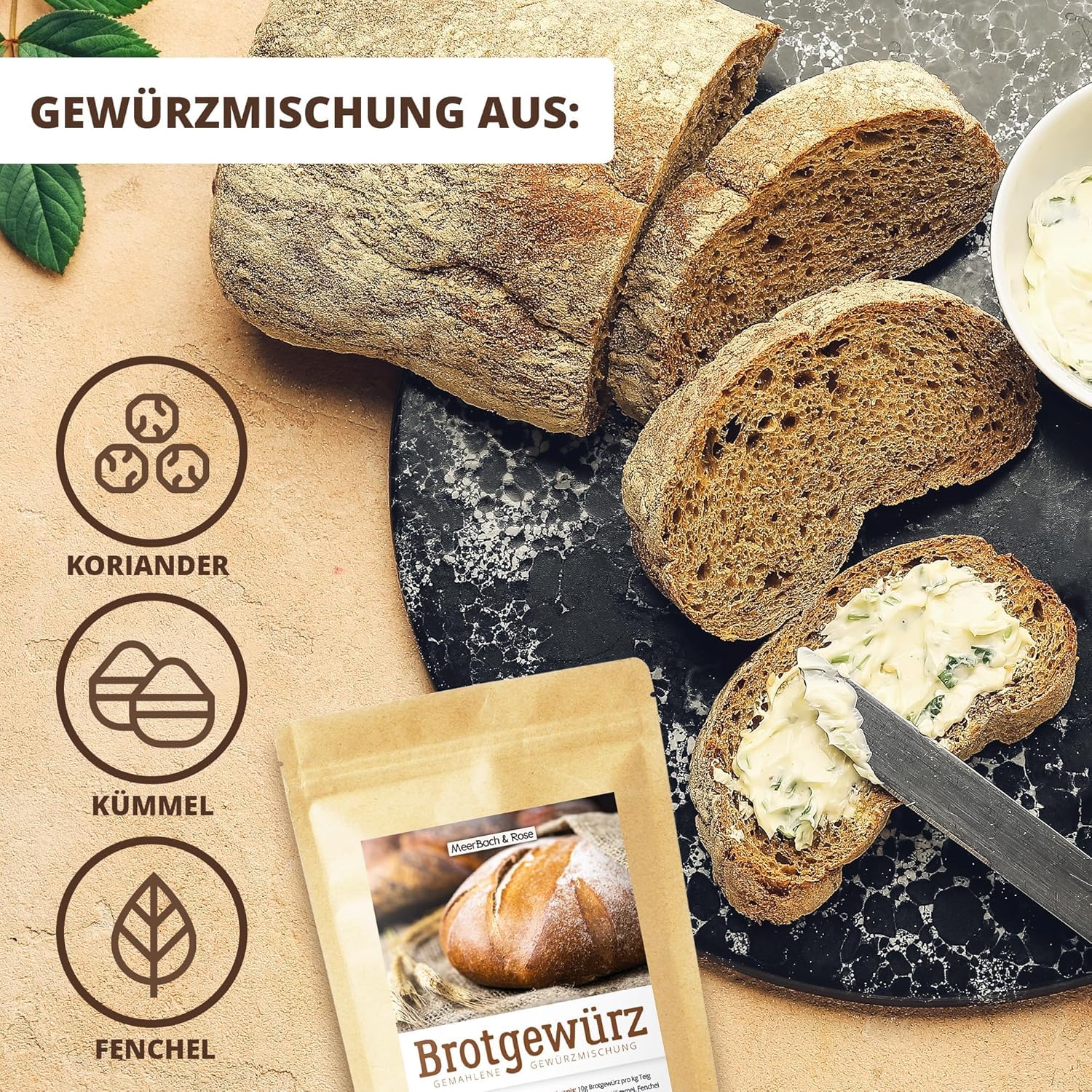 Detalle de Brotgewürz bayrische Art – Gourmetmischung 250 g mit Kümmel, Fenchel und Koriander