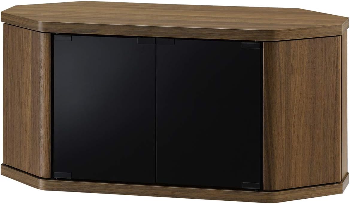 Detalle de 朝日木材加工 RACINE RCA-800AV-CR テレビ台 32型対応 ブラウン コーナー設置・強化ガラス扉