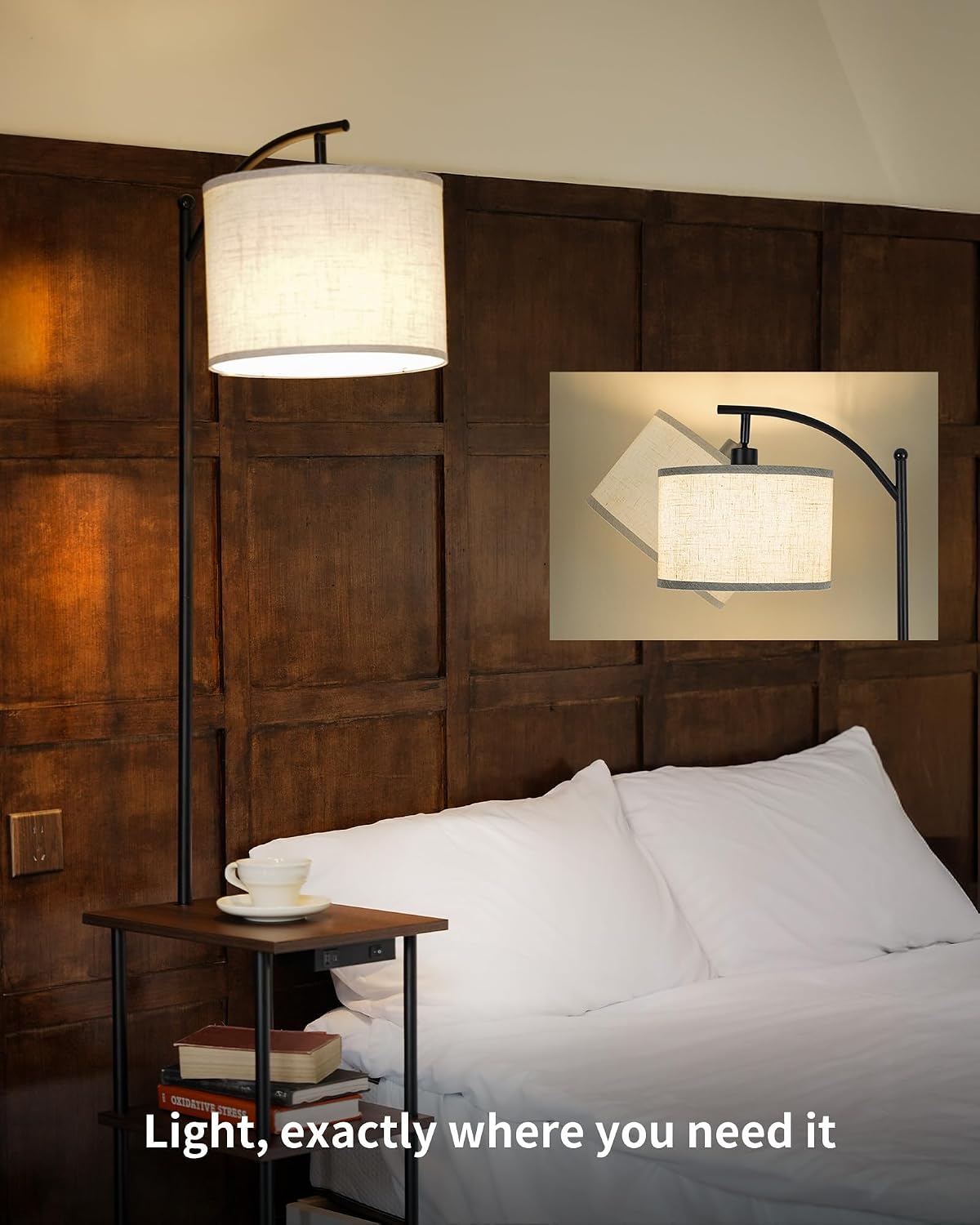 Detalle de LuminexDesigns Lámpara de pie con mesa y estantería 1,8 m