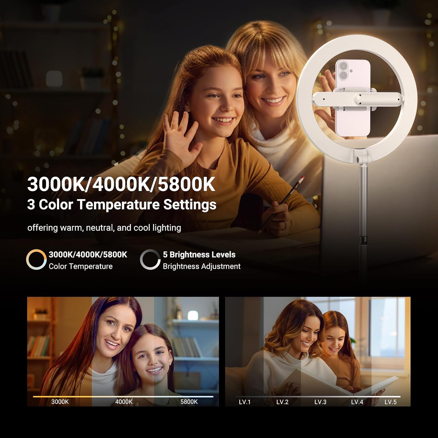 Thumbnail 2 de NEEWER Entry Level Version 10" LED Ring Light with Stand and Phone Mount (N18)