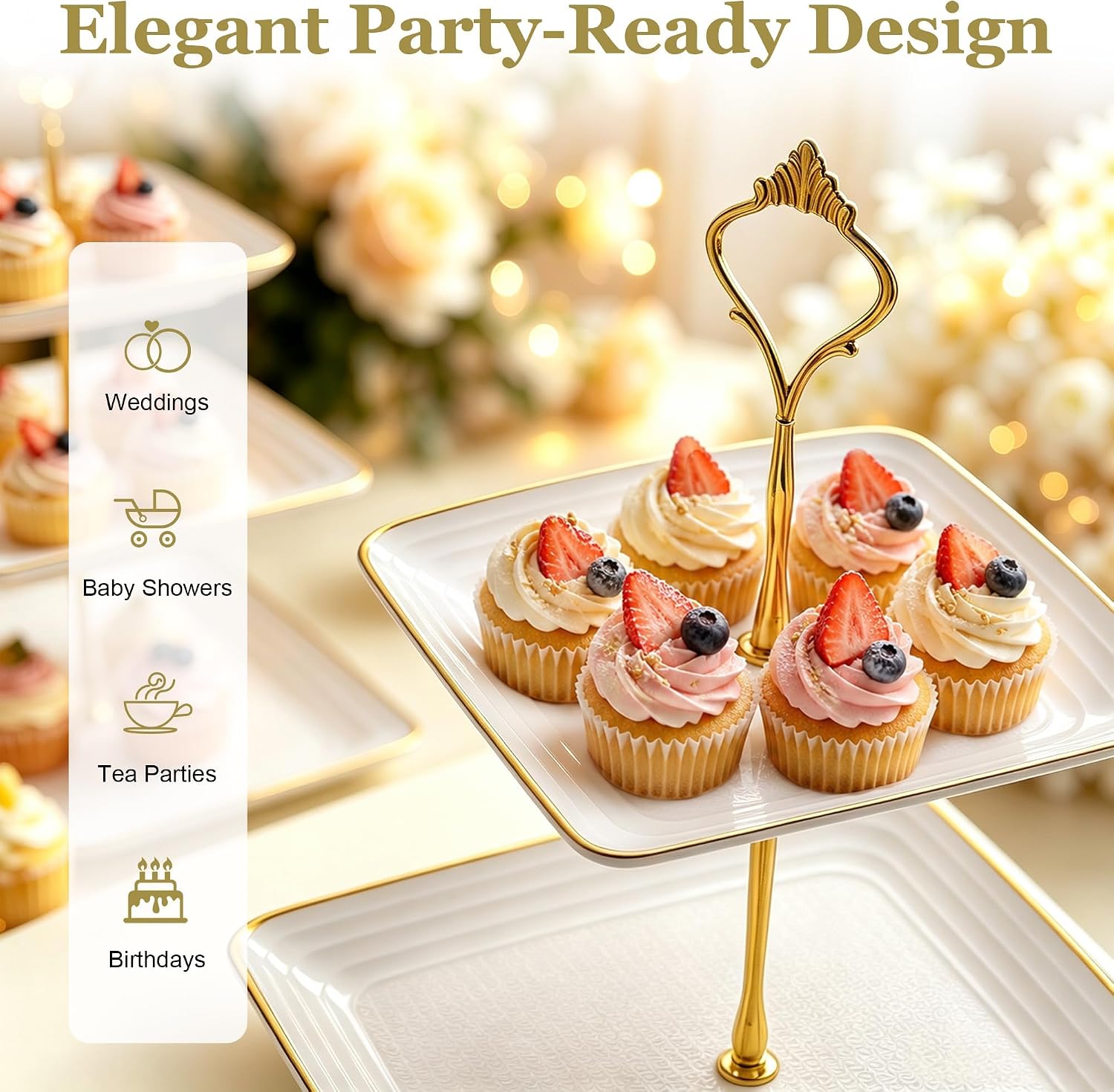 Detalle 1 de Square Dessert Display Set, 3-Tier