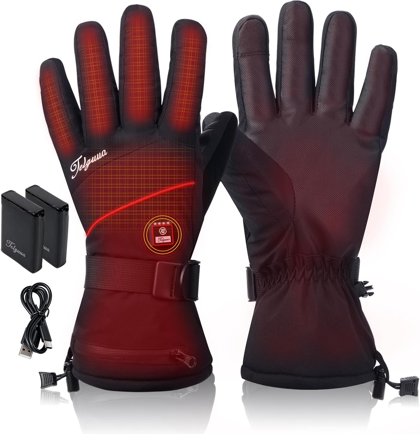Detalle de Telguua Heated Gloves with 3 Heat Settings, 3M Thinsulate and USB-C