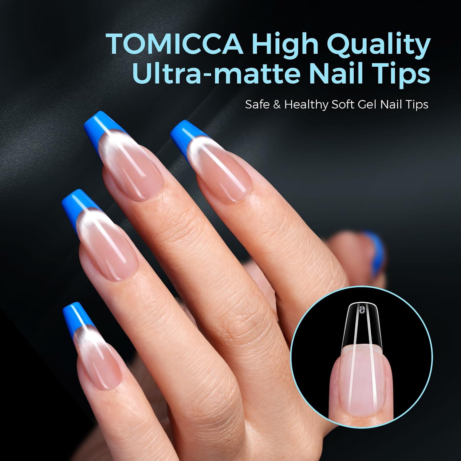 Thumbnail 6 de TOMICCA Medium Ballerina Nageltips (510 Stück, 15 Größen) – Ultra-matte Soft Gel Tips für Nagelverlängerung & Nail Art