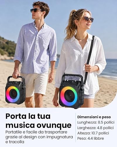 Thumbnail 6 de Wowstar Karaoke: Altoparlante Portatile Bluetooth 15 W con 2 Microfoni Wireless e LED per feste