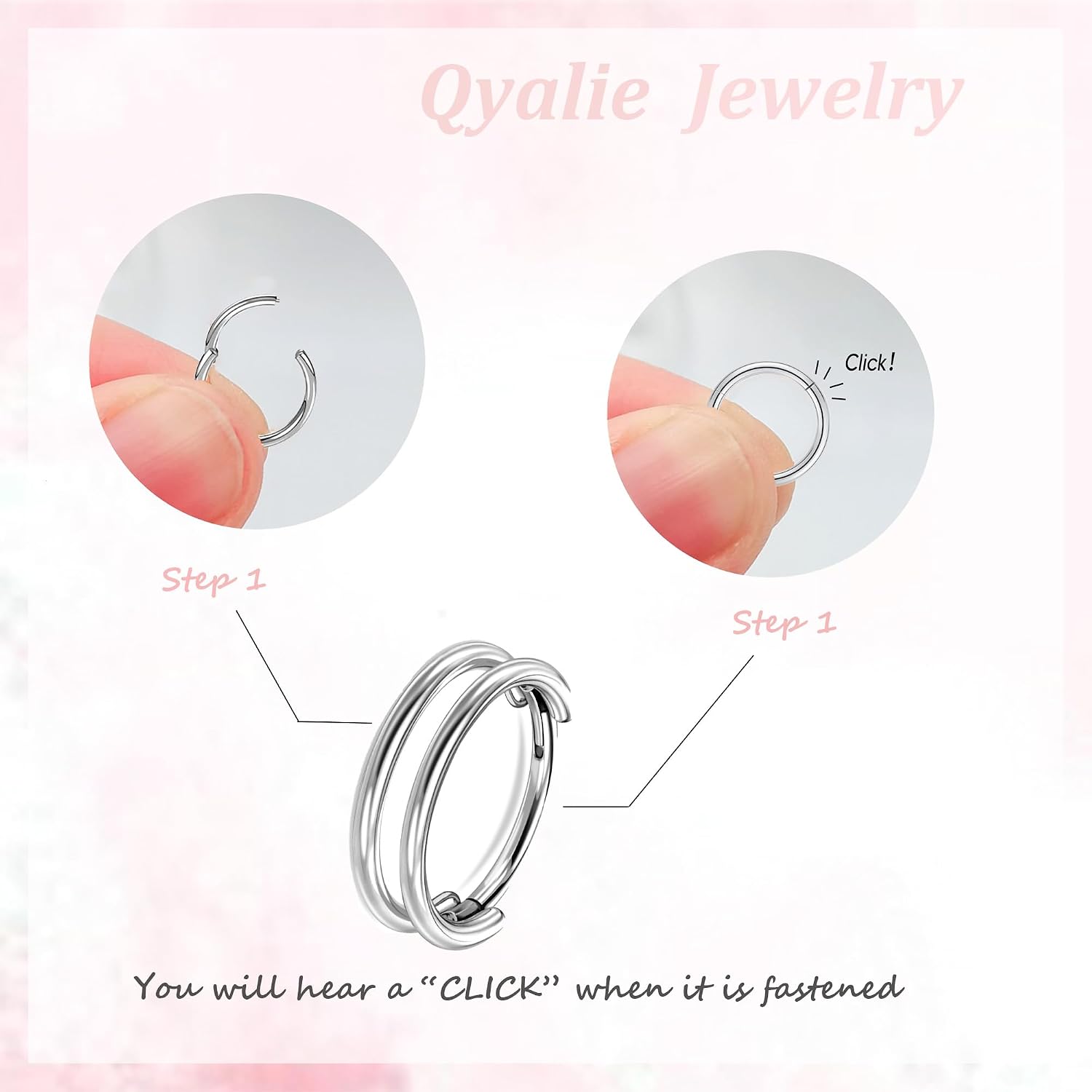 Detalle de Qyalie cartilage hoop earrings, 14K gold plated