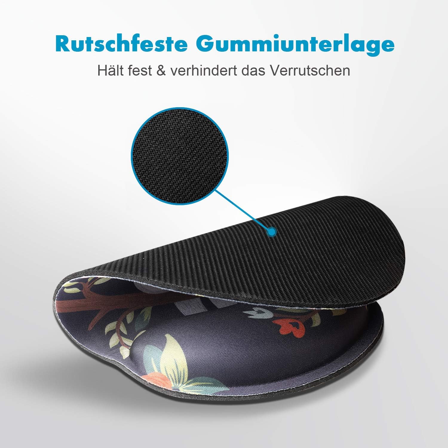 Detalle de AOKSUNOVA Mousepad mit Handauflage (Hellblau) – gelkissen Ergonomie für Büro, Home-Office & Alltag