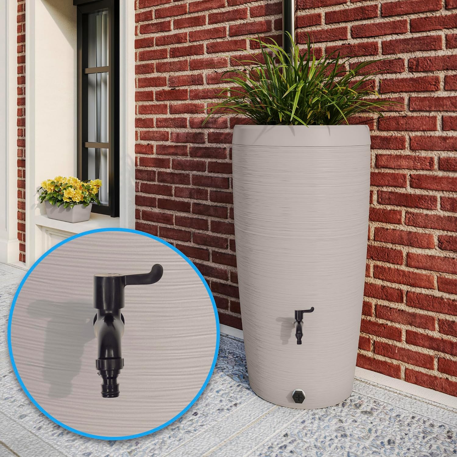 Thumbnail 3 de YourCasa Auslaufhahn 2er-Set für Regentonne mit Filter – 3/4 Zoll, Kugelhahn, Schnellkupplung kompatibel, Schwarz