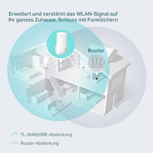 Detalle 2 de TP-Link TL-WA850RE WLAN-Verstärker – 300 Mbit/s, 2,4 GHz, App-Steuerung, LAN-Port, AP-Modus