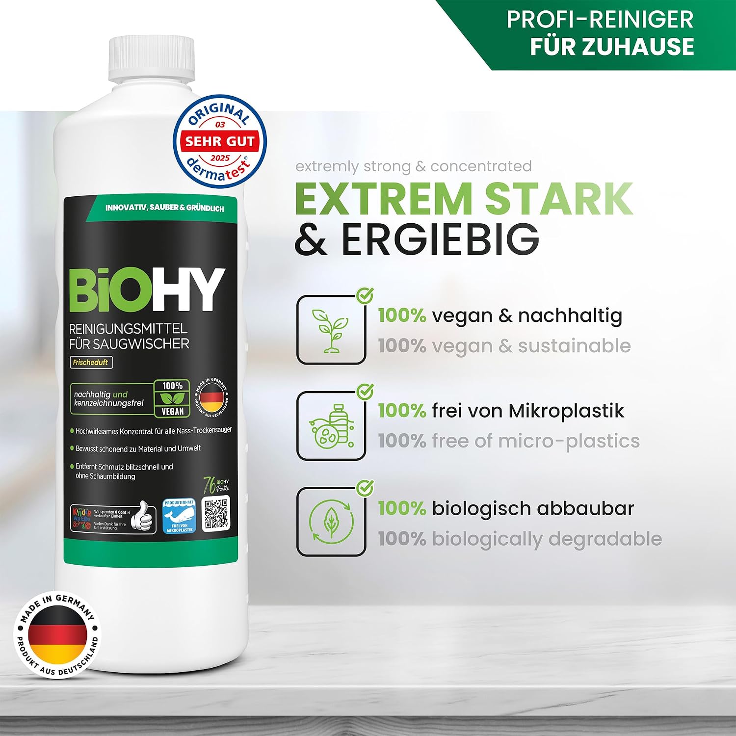Detalle 2 de BIOHY Reinigungsmittel 1 l für Saugwischer