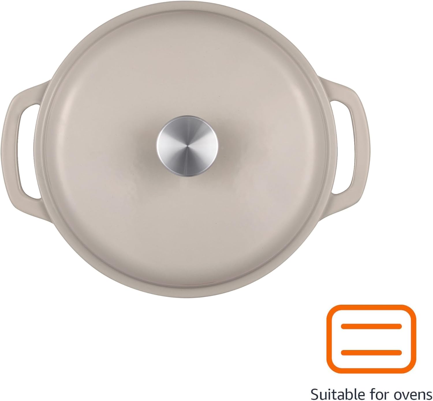 Detalle de Amazon Basics Cast Iron Casserole Dish with Lid, Linen Grey, 6.9 L
