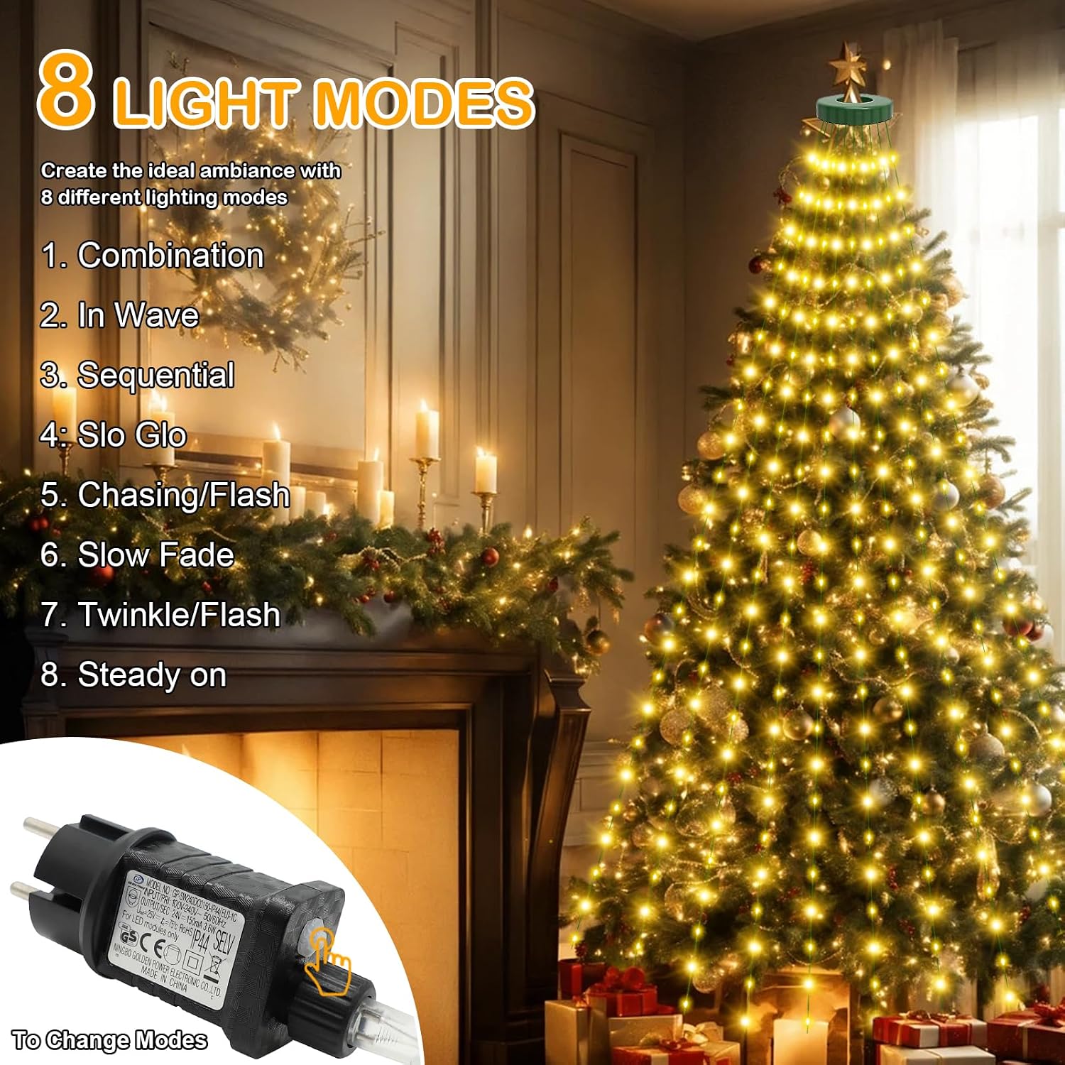 Detalle 2 de Bigzom GP-SW310DC0193-IP44(EU)-1CT kerstboomverlichting met ring, 400 leds