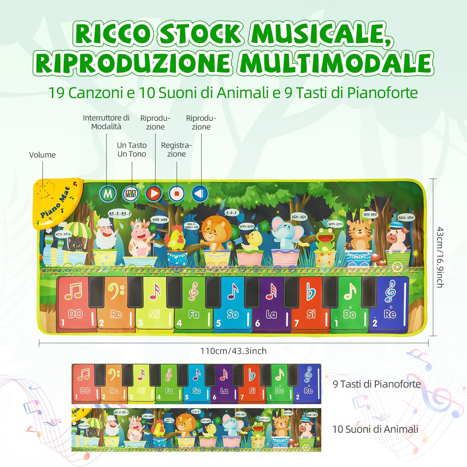 Detalle 2 de Carehabi Tappeto gioco musicale per bambini 1 anno 🎹