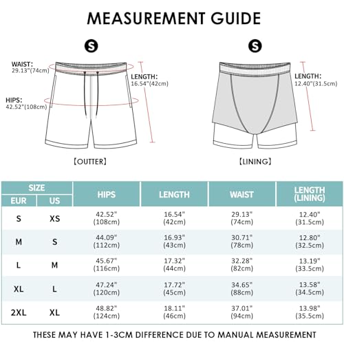 Detalle de Kfnire Maillot Bain Homme 2-en-1 avec Boxer Doublure et Poches Zippées – Séchage rapide