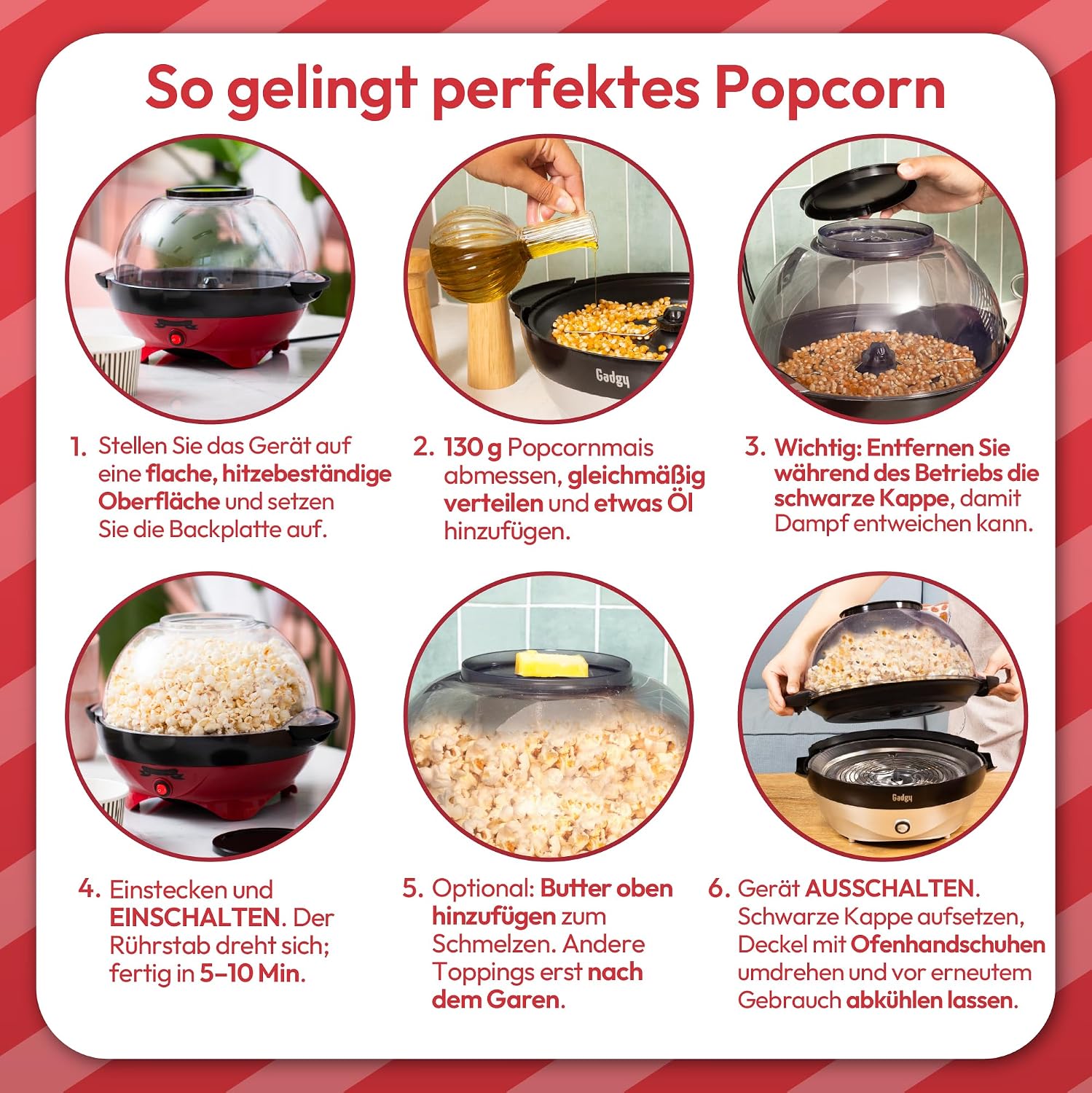 Detalle de Retro Popcorn Maker 5 L von Gadgy