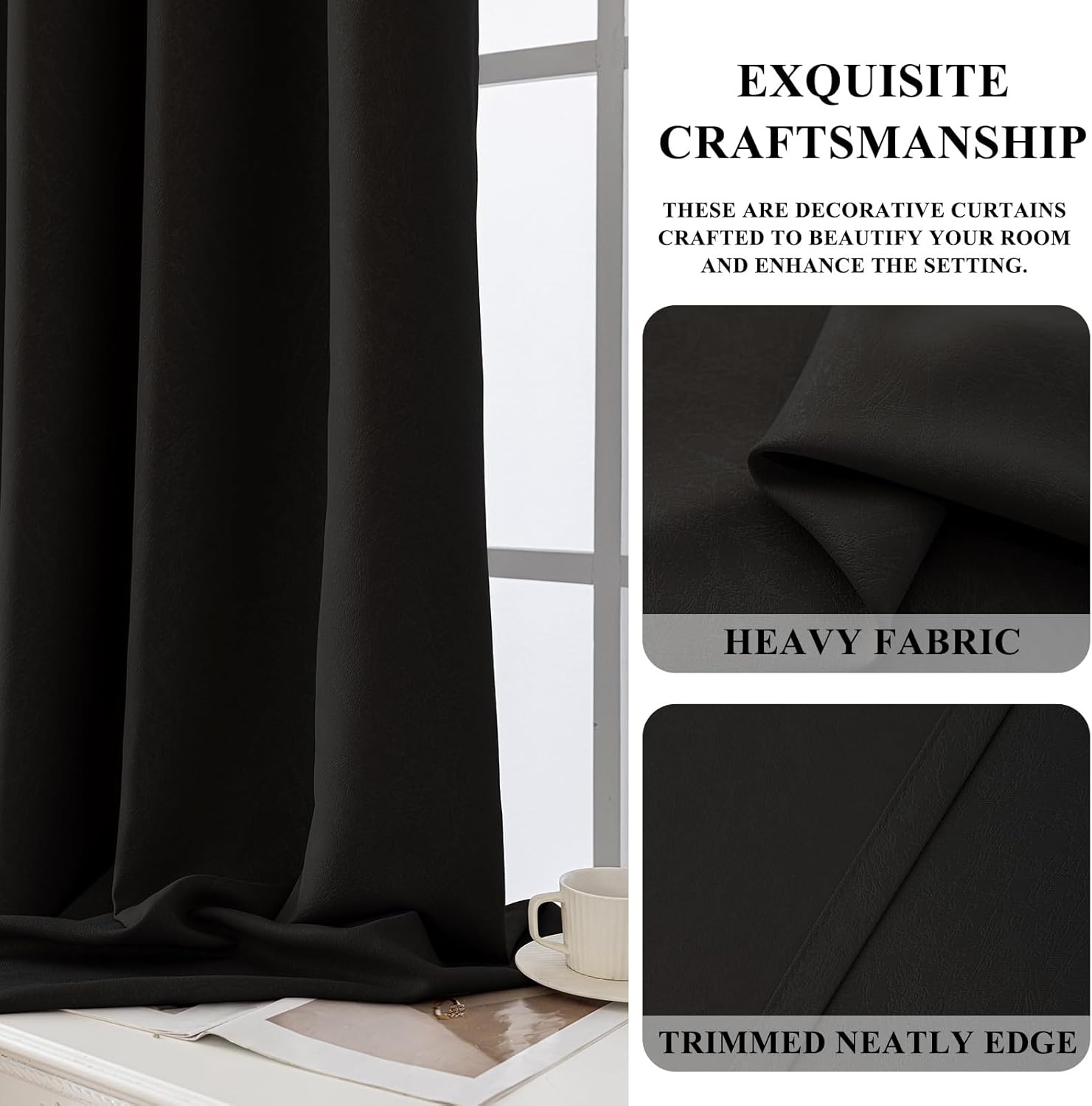 Thumbnail 4 de Ystyle lot de 2 rideaux occultants 140x260 cm à œillets, noir (isolation thermique et anti-UV)