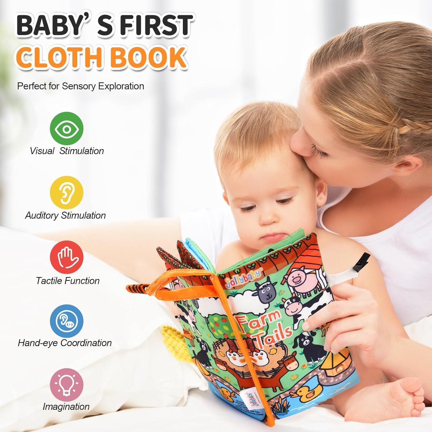 Thumbnail 1 de HECCEI Baby Cloth Book (Farm Tails) – soft crinkle animal activity book for babies and toddlers