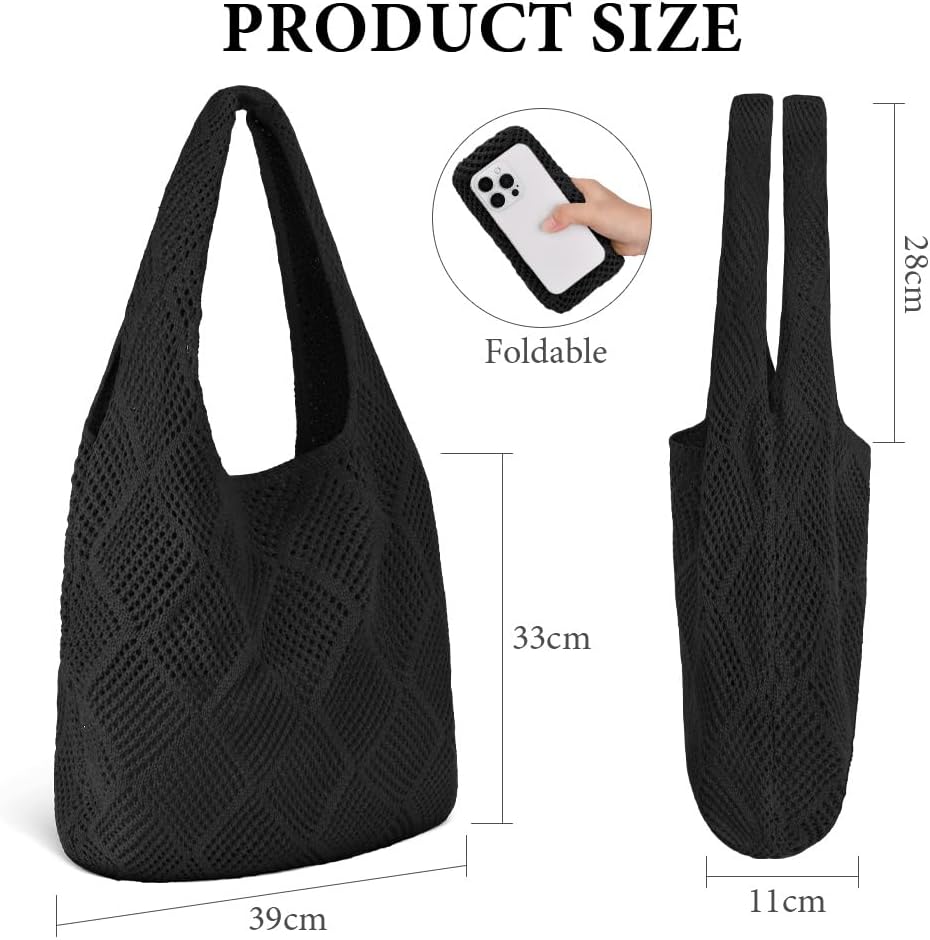 Thumbnail 3 de Aucuu Women Knitted Handbags: Retro Hollow Woven Shoulder Bag