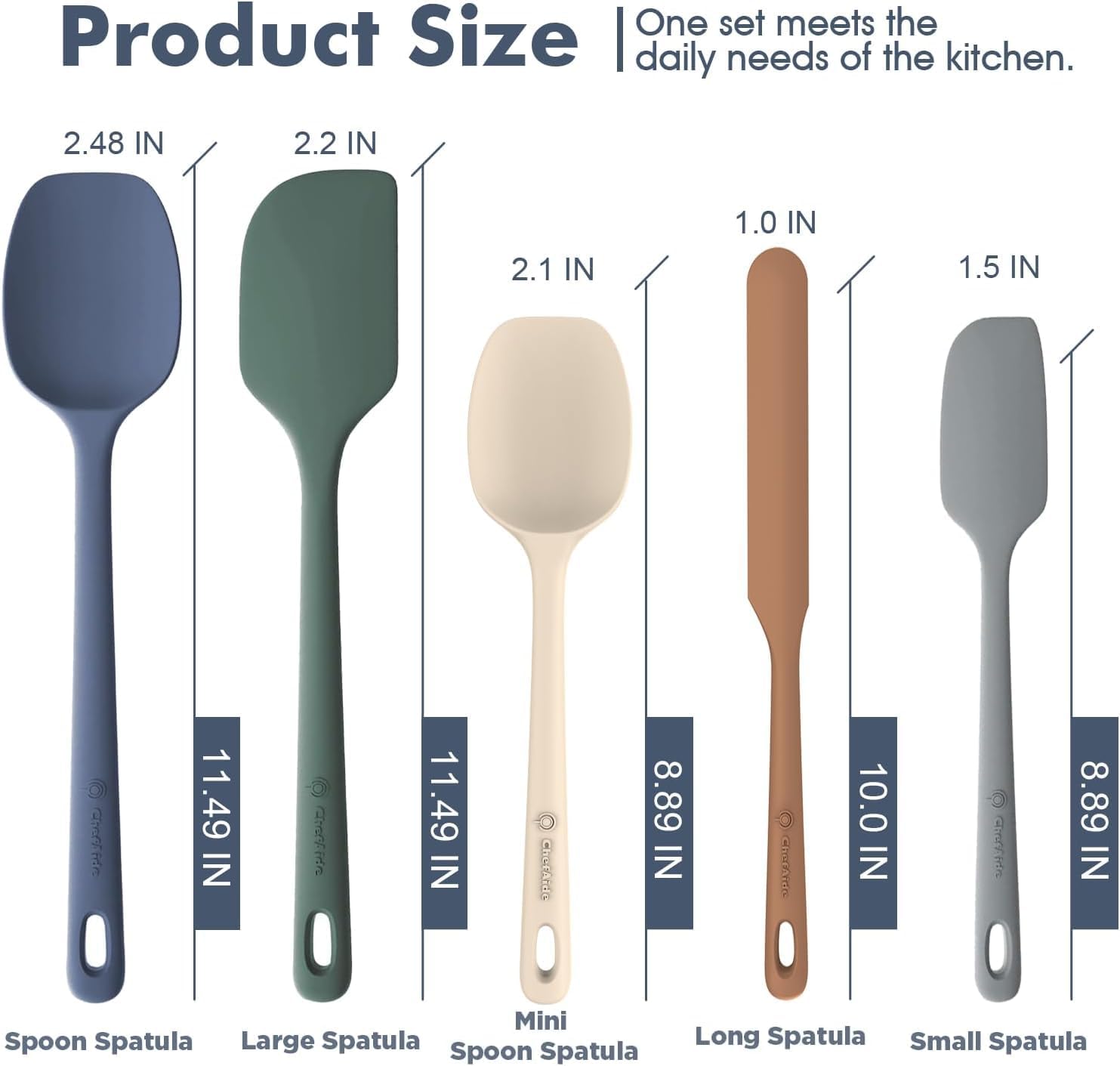 Thumbnail 1 de ChefAide 5-Pc Silicone Spatula Set 600°F
