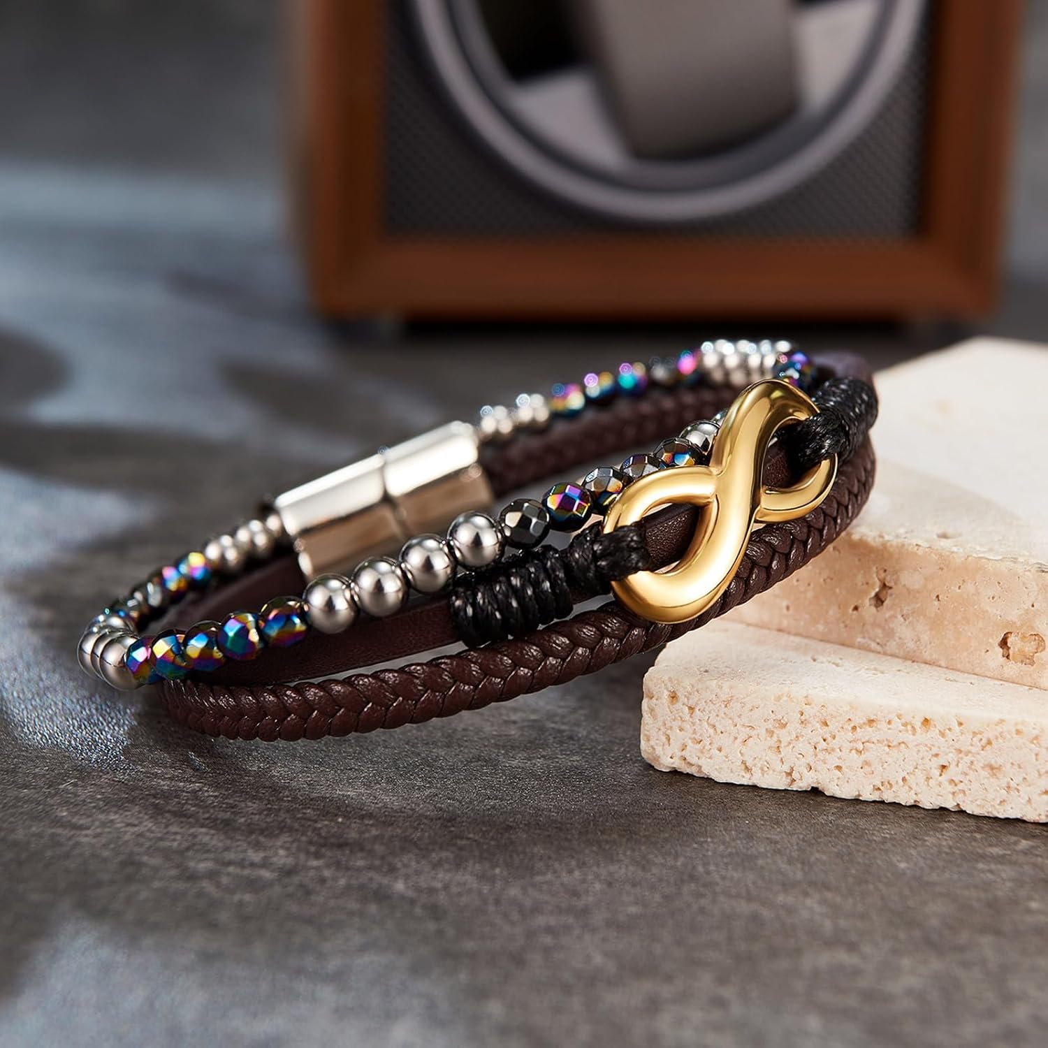 Thumbnail 6 de Cupimatch Bracelet cuir personnalisé en or
