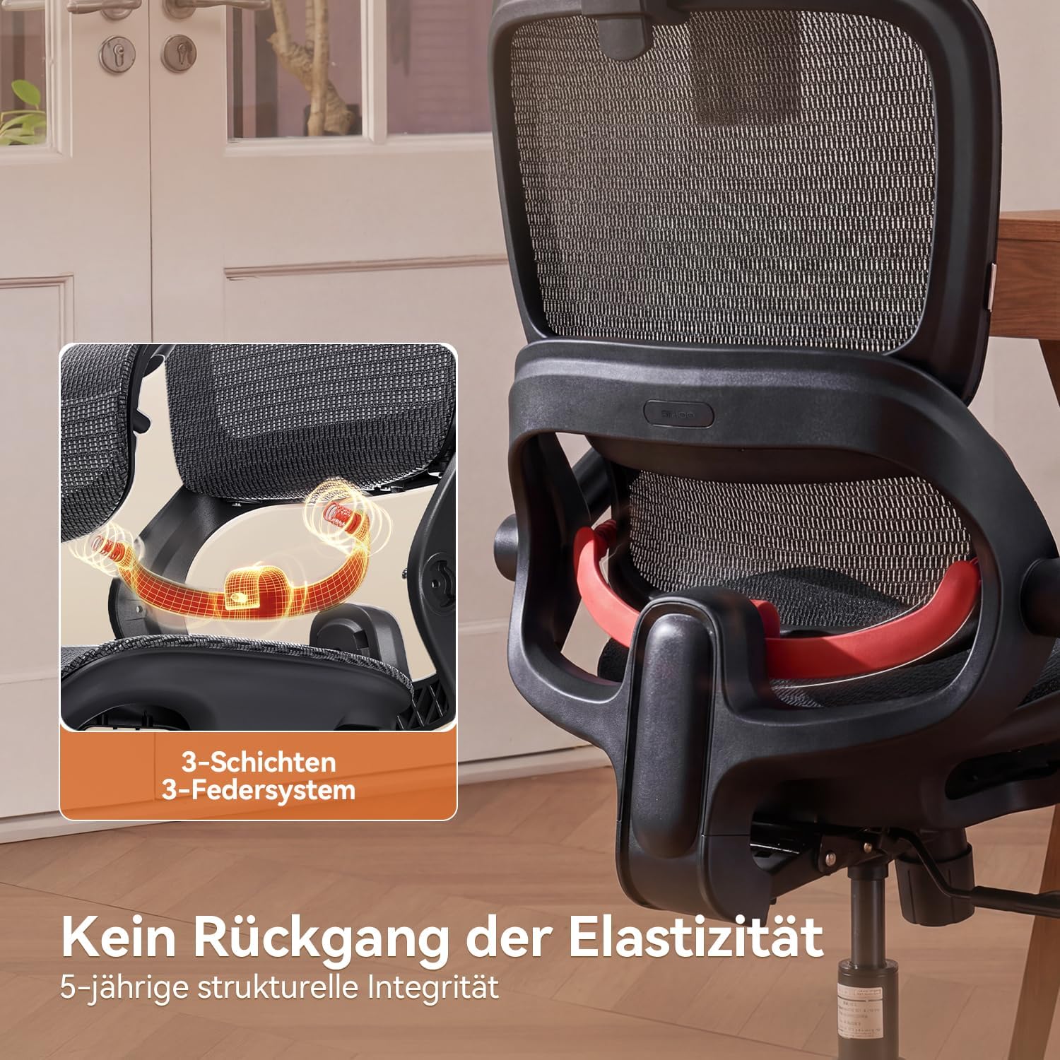 Thumbnail 6 de SIHOO B100 Ergonomischer Bürostuhl – dynamische Lendenstütze, breite Kopfstütze und klappbare Armlehnen