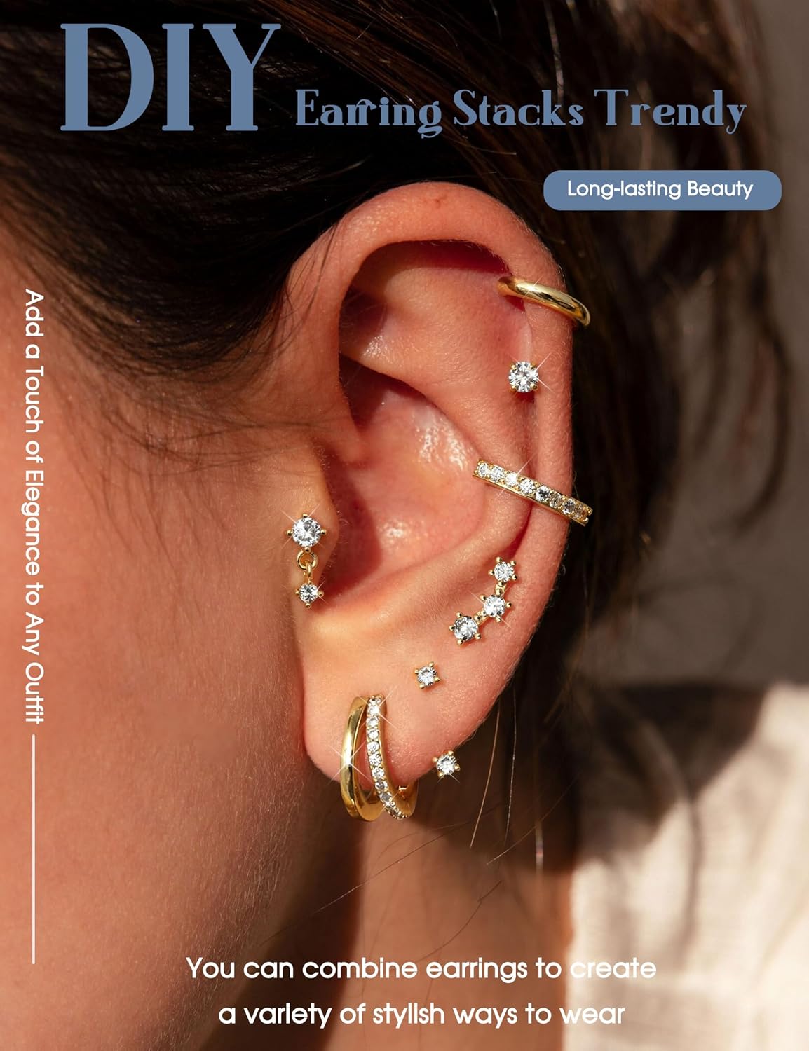 Thumbnail 5 de FIOROYAL 7 Pairs Gold Earrings for Women – Hypoallergenic Stack G3