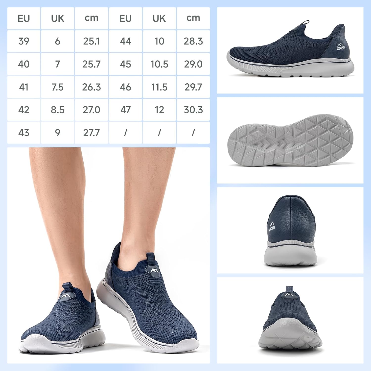 Detalle 2 de ODCKOI Slip On Sneaker Herren – Hands Free Slipper ohne Schnürsenkel, atmungsaktiv, rutschfeste Sohle