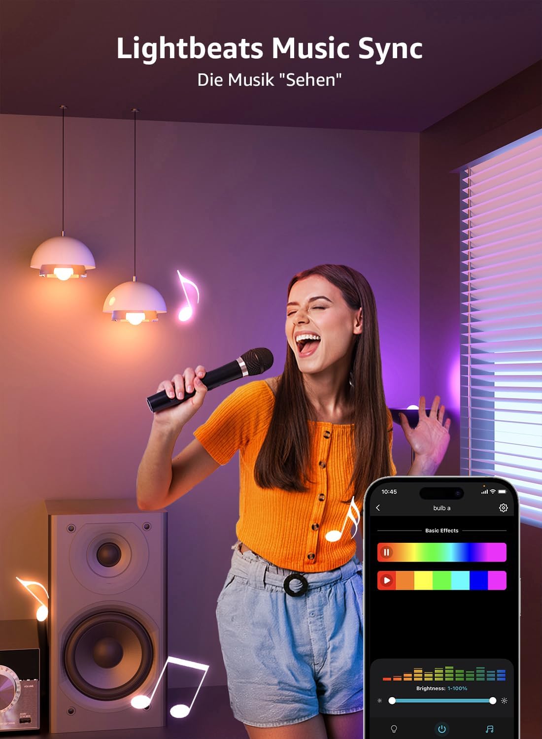 Detalle 2 de Lepro AI Smart Glühbirne B2 (E27, 10 W, 1.100 lm) – dimmbar, WiFi & Bluetooth, Sprach- und Musiksteuerung, 4er-Set