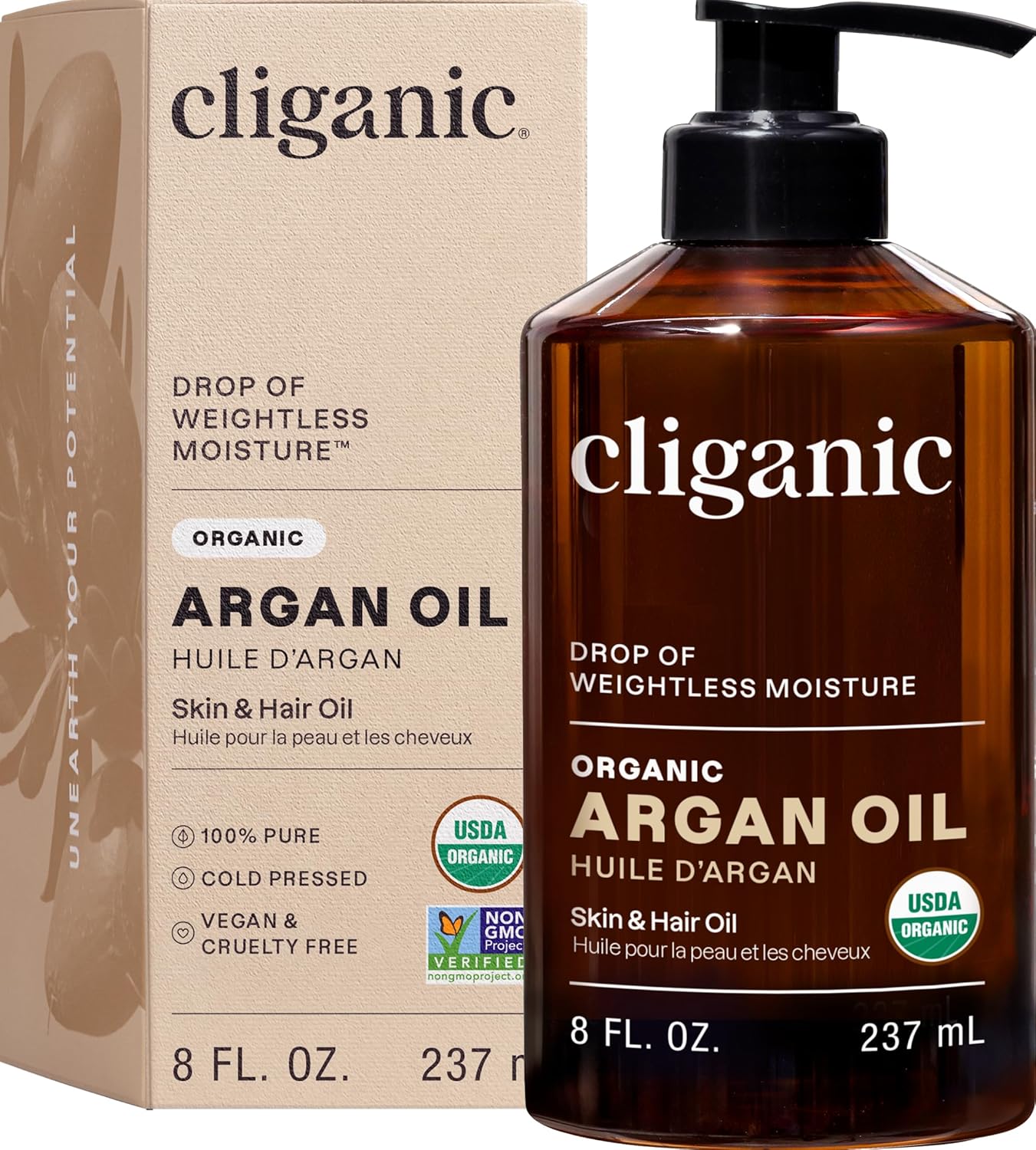Detalle de Cliganic Organic Argan Oil 100% Pure Skin Oil