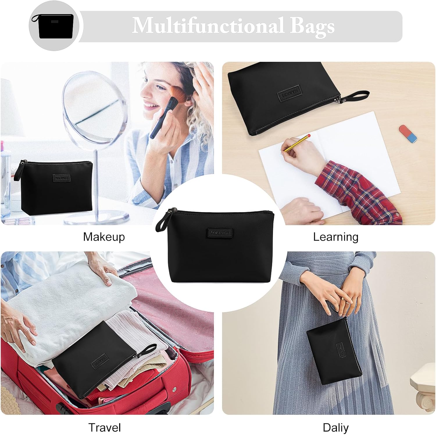 Thumbnail 6 de Small PU Leather Makeup Bag 8.66 x 5.5 in