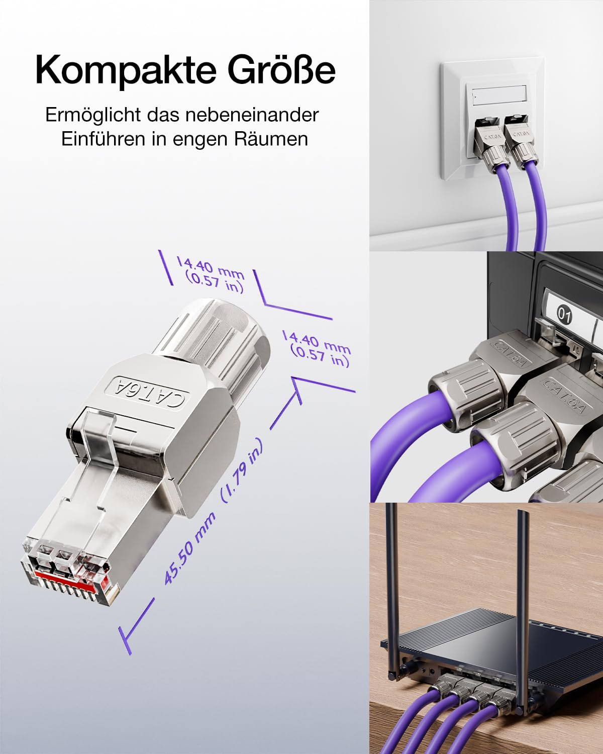Thumbnail 6 de VCELINK CAT6A RJ45-Stecker, werkzeuglos, geschirmt – 12 Stück