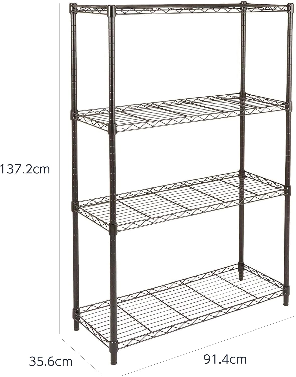 Detalle de Amazonベーシック SL-SUAM-7 スチールラック 4段 幅91.4cm・耐荷重635kg ブラック
