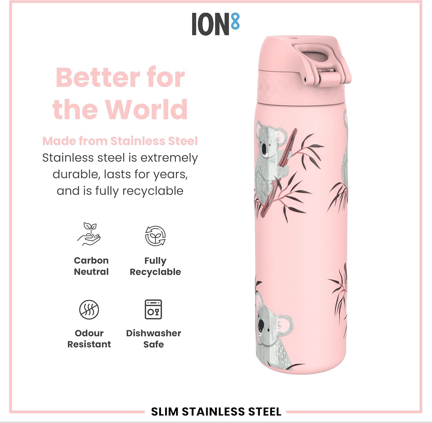 Thumbnail 4 de Ion8 Water Bottle 500 ml / 18 oz – Leak‑Proof Stainless Steel, Easy Open Flip Lid, Dishwasher Safe