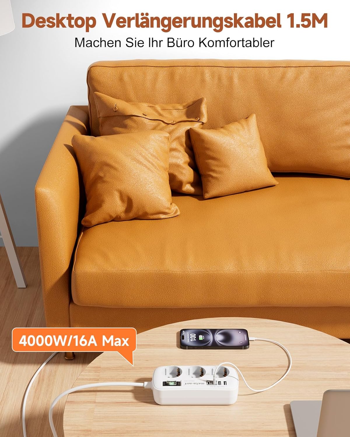 Thumbnail 5 de Reiseadapter Thailand Steckdose – 3-fach Typ O mit 2× USB‑C, 2× USB‑A, Überspannungsschutz & 1,5 m Kabel