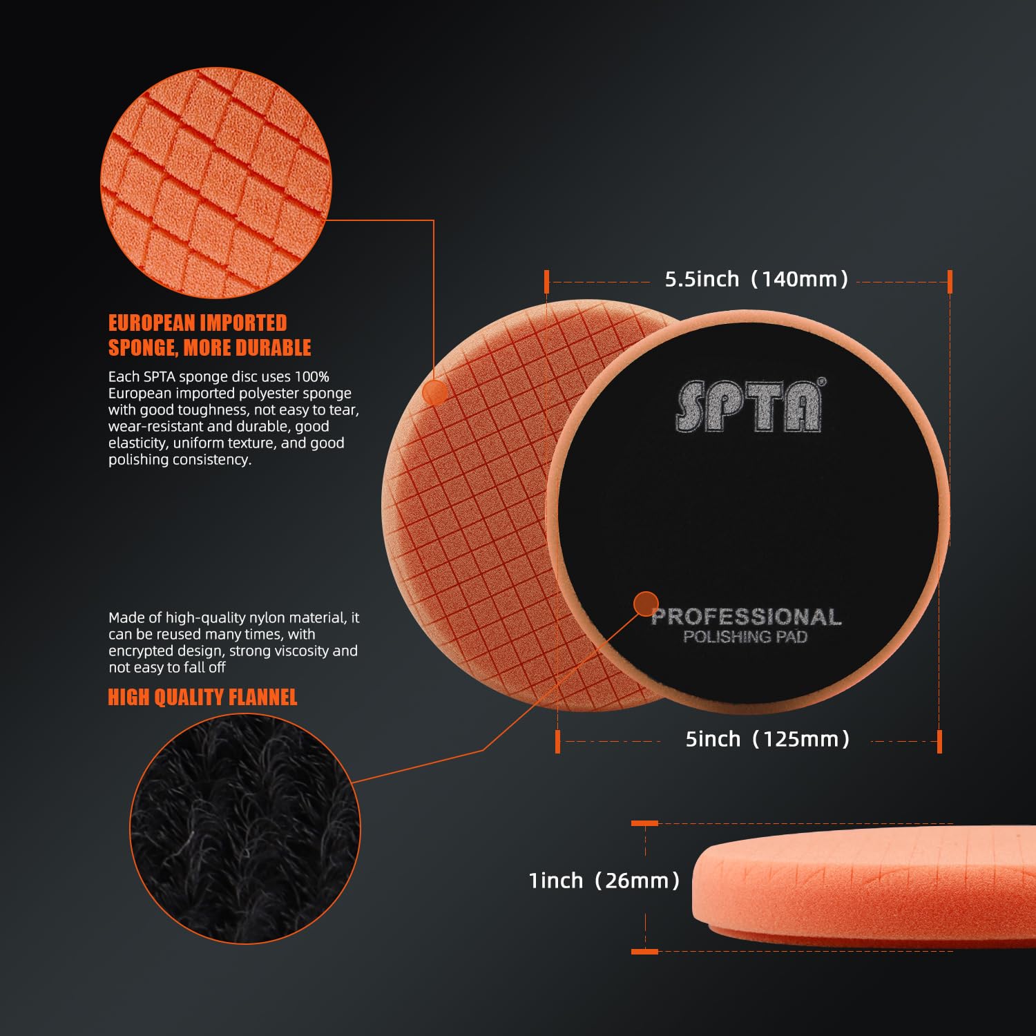 Thumbnail 2 de SPTA SQPPS5MIX 5.5" Buffing Pads for Car Polish