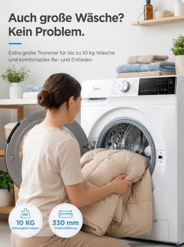 Thumbnail 9 de Midea Waschmaschine MFV5EW100WBA30 – 10 kg, BLDC Inverter, A-30% Energieeffizienz, Steam Wash