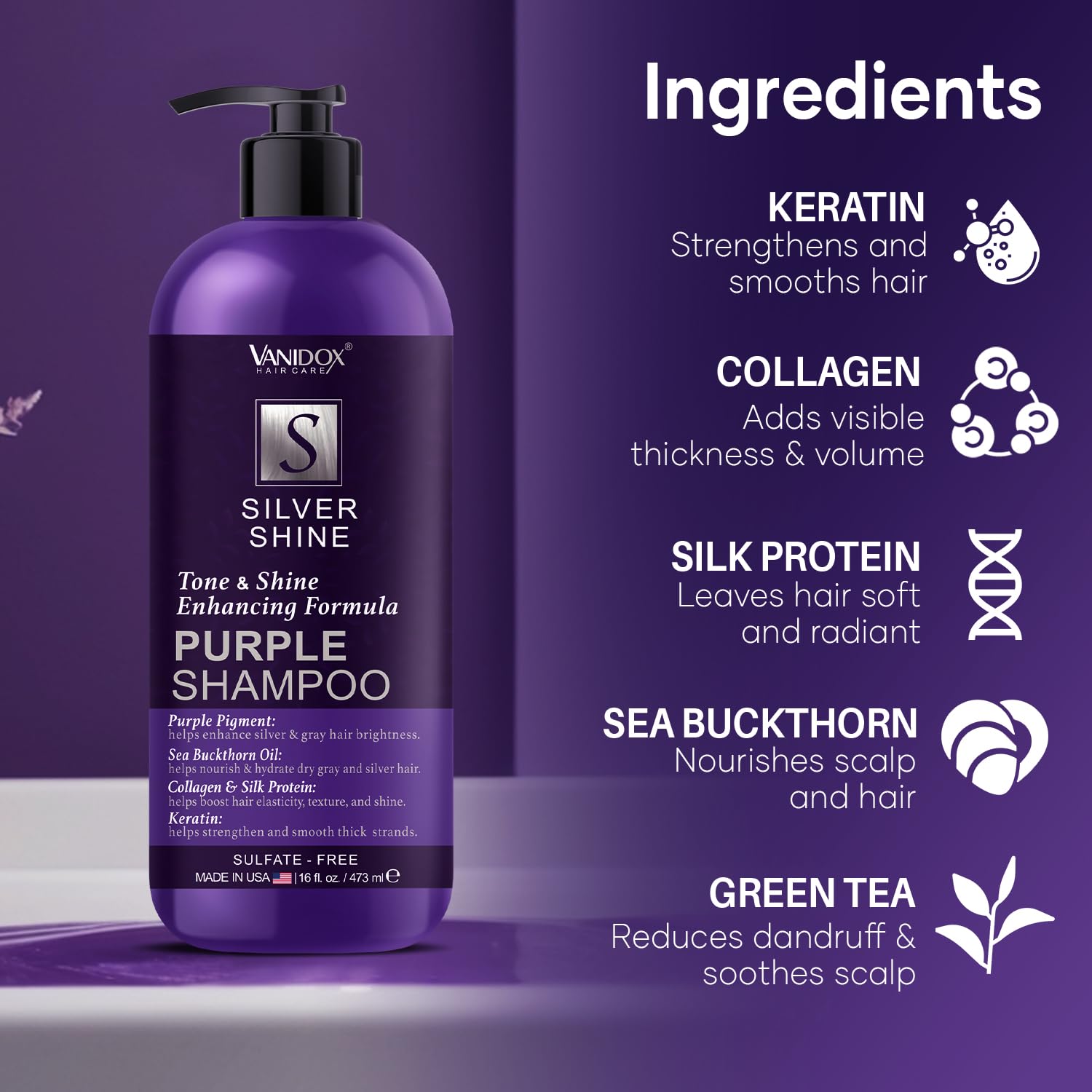 Detalle 2 de VANIDOX Purple Shampoo, 16 fl oz