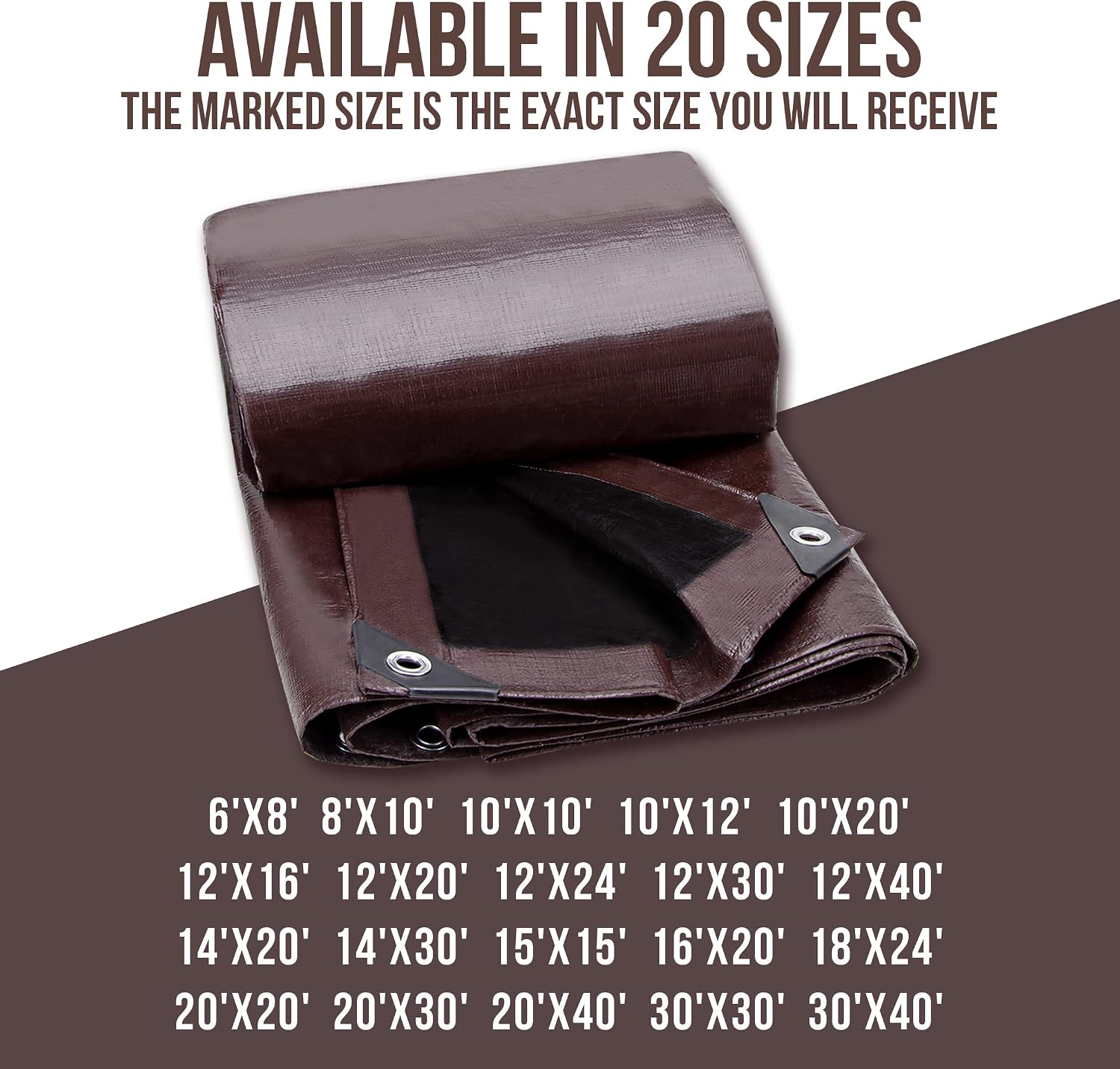 Detalle de CARTMAN Finished Size 14x20 Ft Extra-Thick 20 Mil Brown Ultra Heavy-Duty Poly Tarp (UV Resistant, Waterproof)